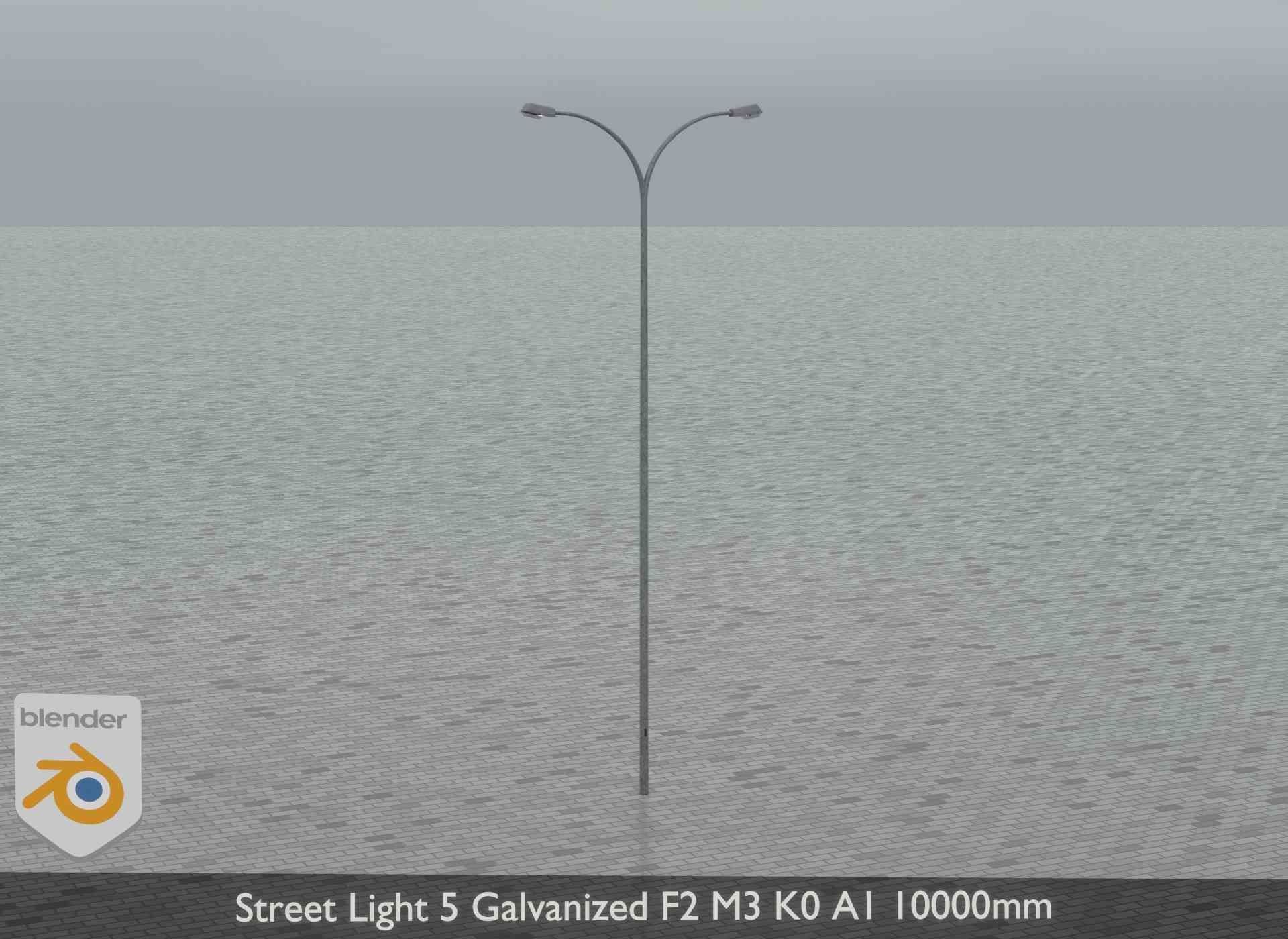 Street Light 5 Galvanized F2 M3 K0 A1 10000mm Low-poly 3D model_11