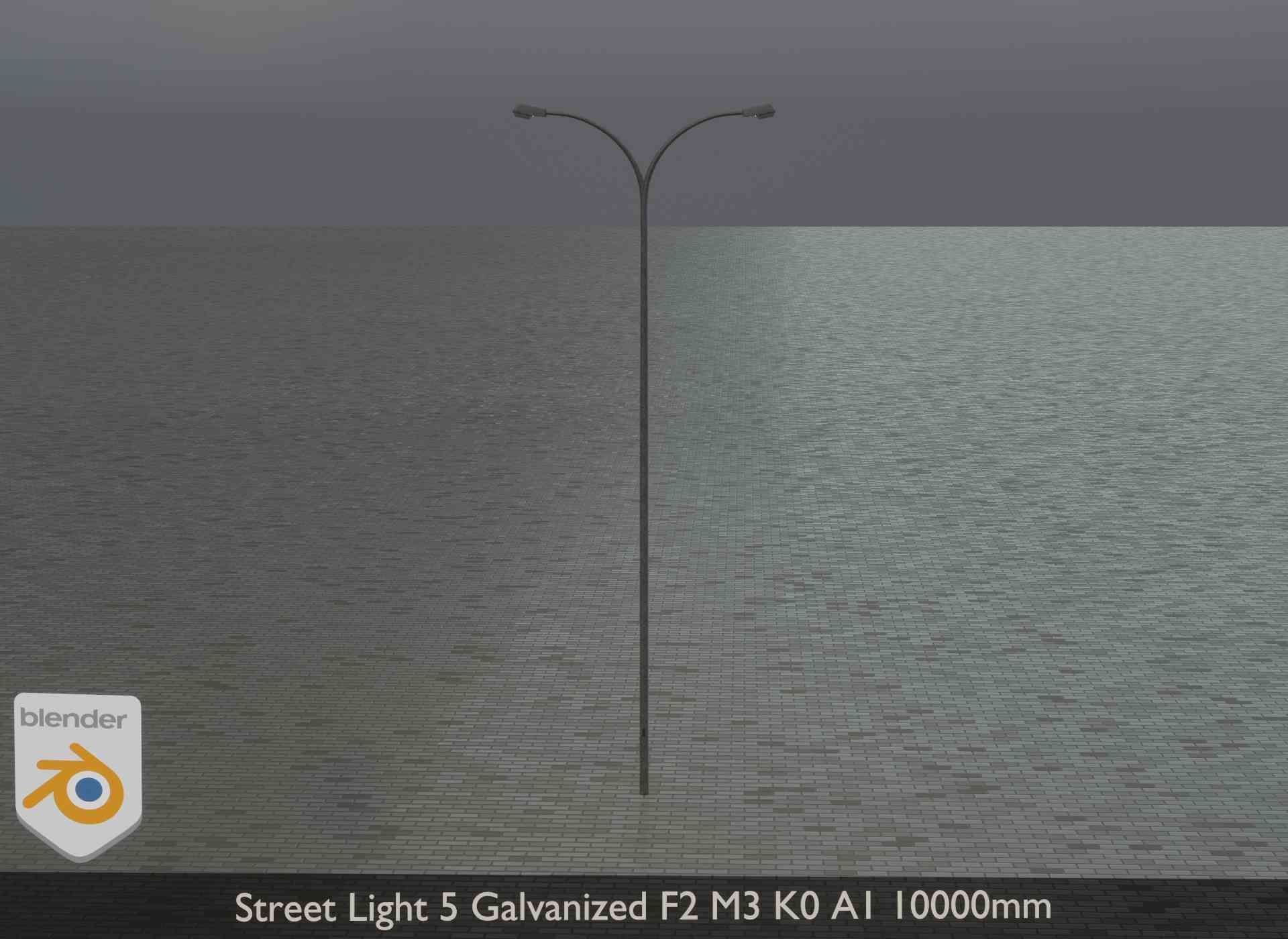 Street Light 5 Galvanized F2 M3 K0 A1 10000mm Low-poly 3D model_13