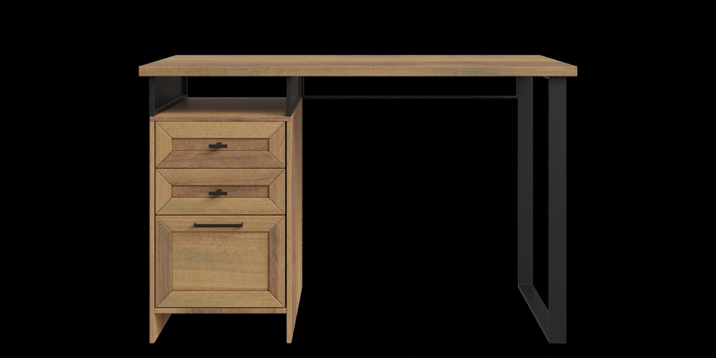 Metal And Wood 3 Drawer Writing Desk 3D model_7