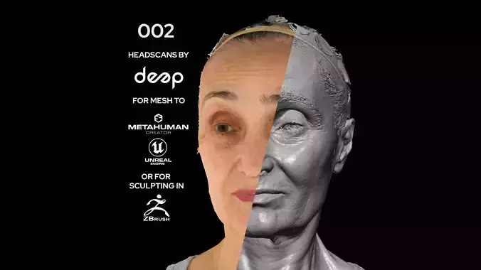 European Female 60s head scan 002 3D model