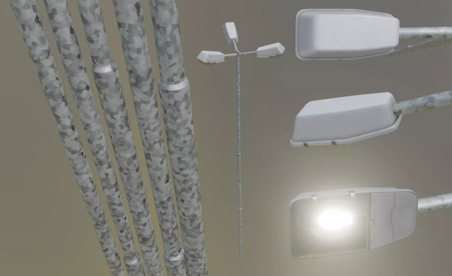 Street Light 5 Galvanized F3 M1 K0 A2 6000mm Low-poly 3D model
