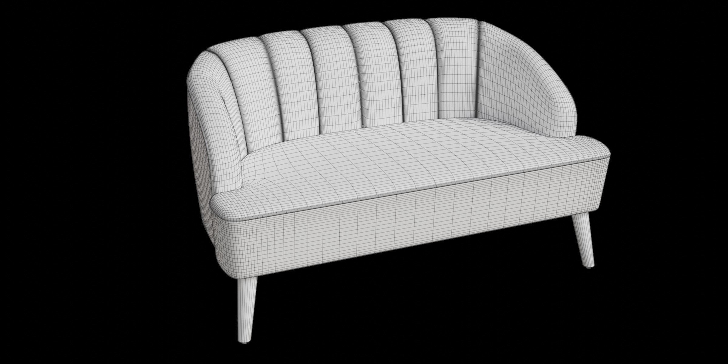 Modern Velvet Sofa 3D model_2