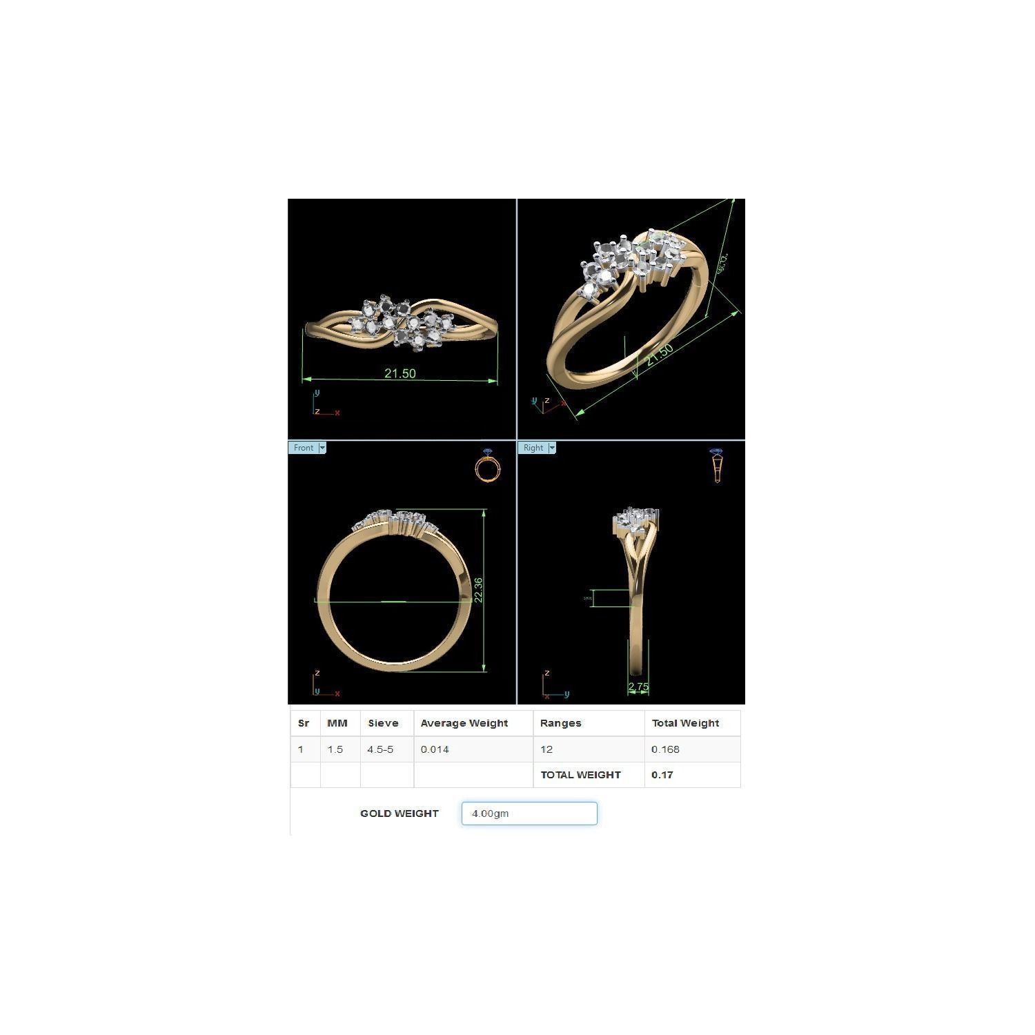 Women Wedding Engagement Ring STL OBJ FBX Renders Details 3D print model_24