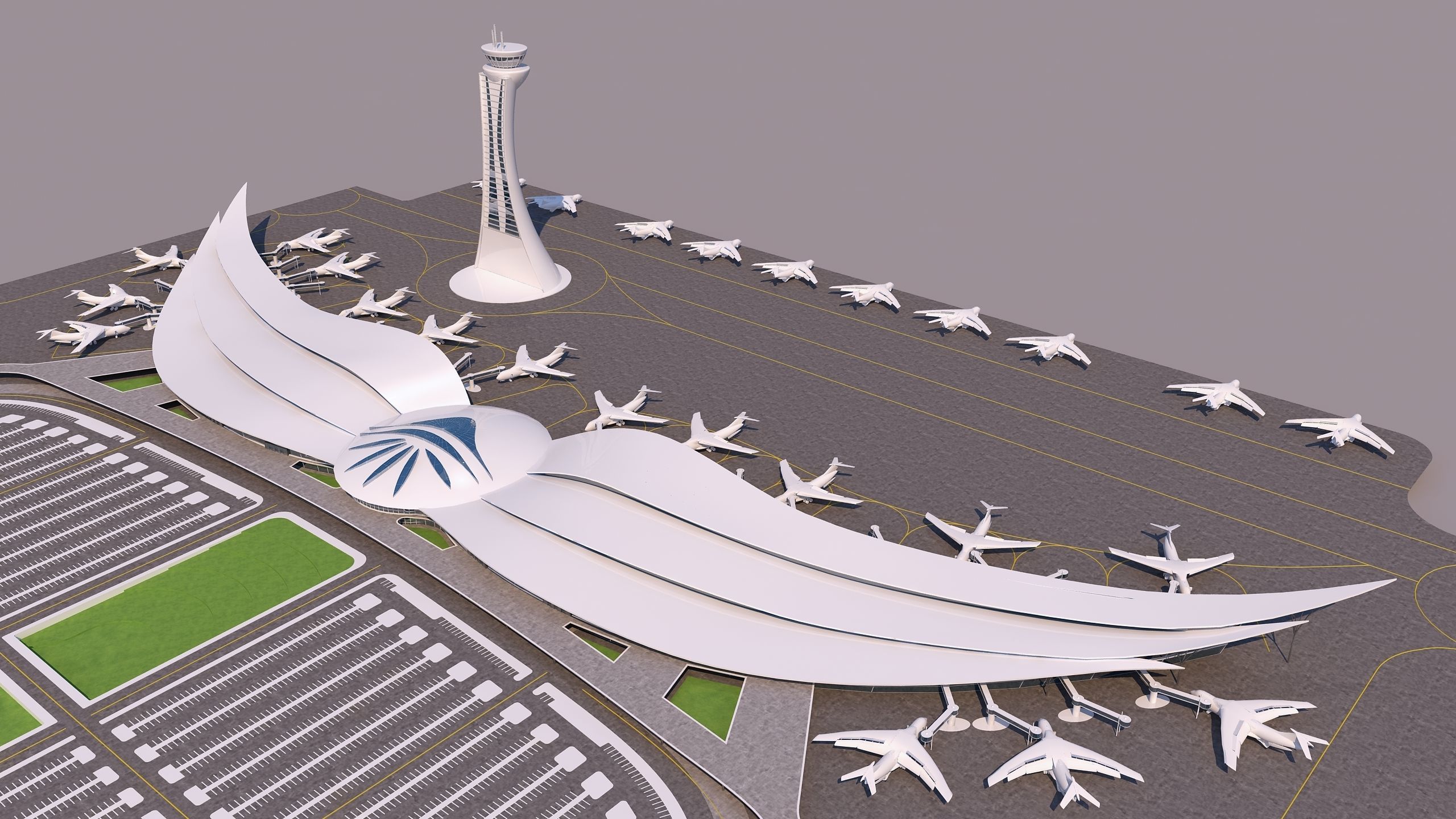 Wing Building 0142 - Airport Bird Wing Building 3D model | CGTrader