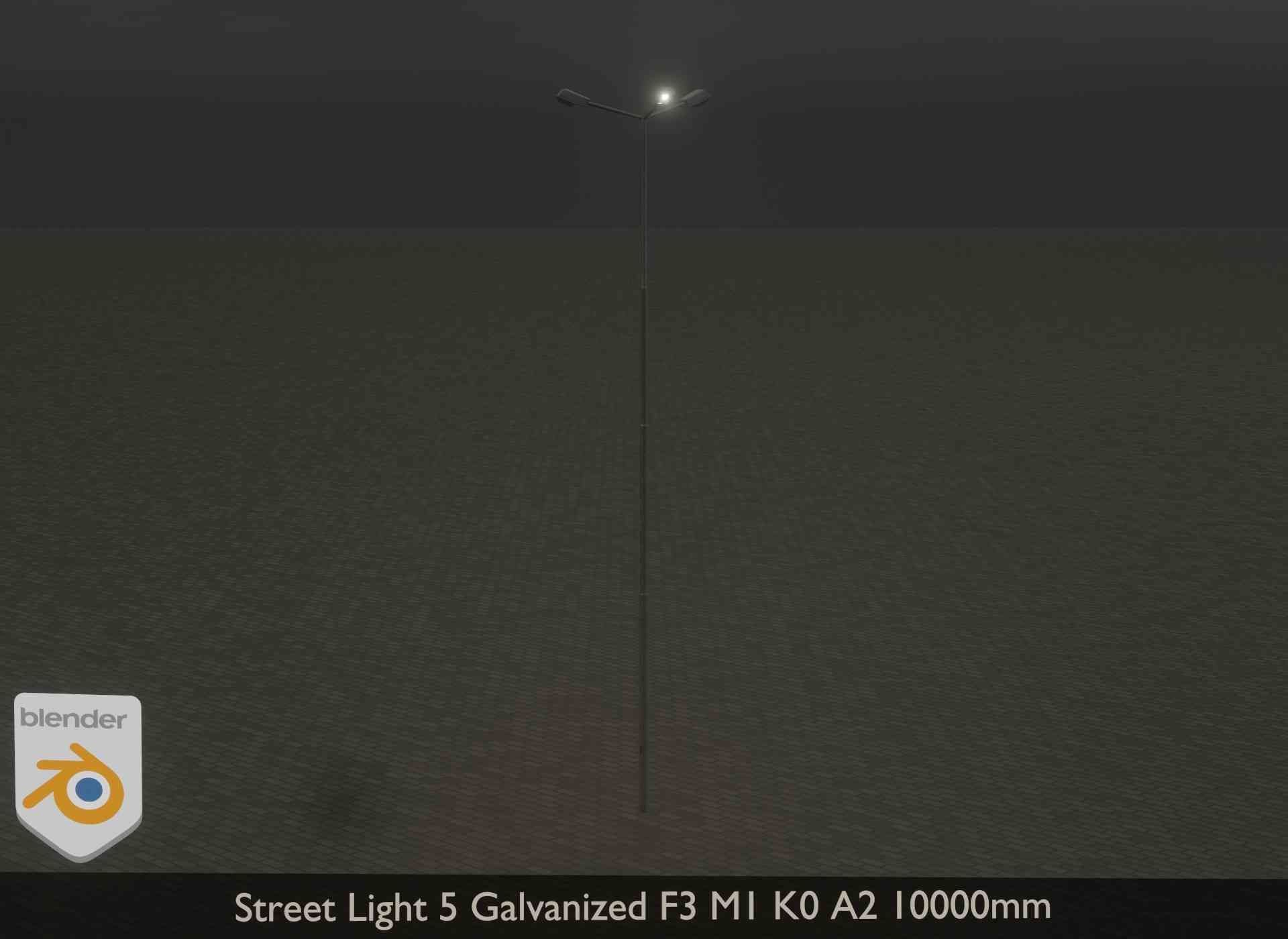Street Light 5 Galvanized F3 M1 K0 A2 10000mm Low-poly 3D model_17