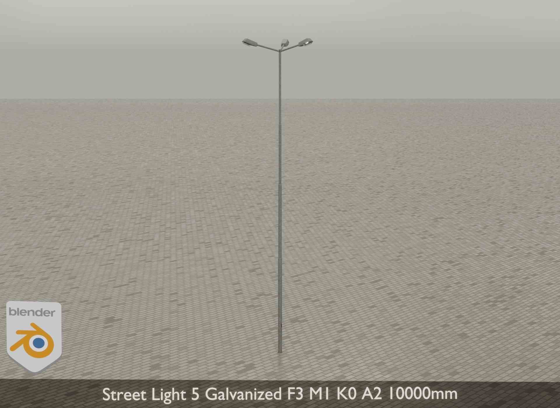 Street Light 5 Galvanized F3 M1 K0 A2 10000mm Low-poly 3D model_23