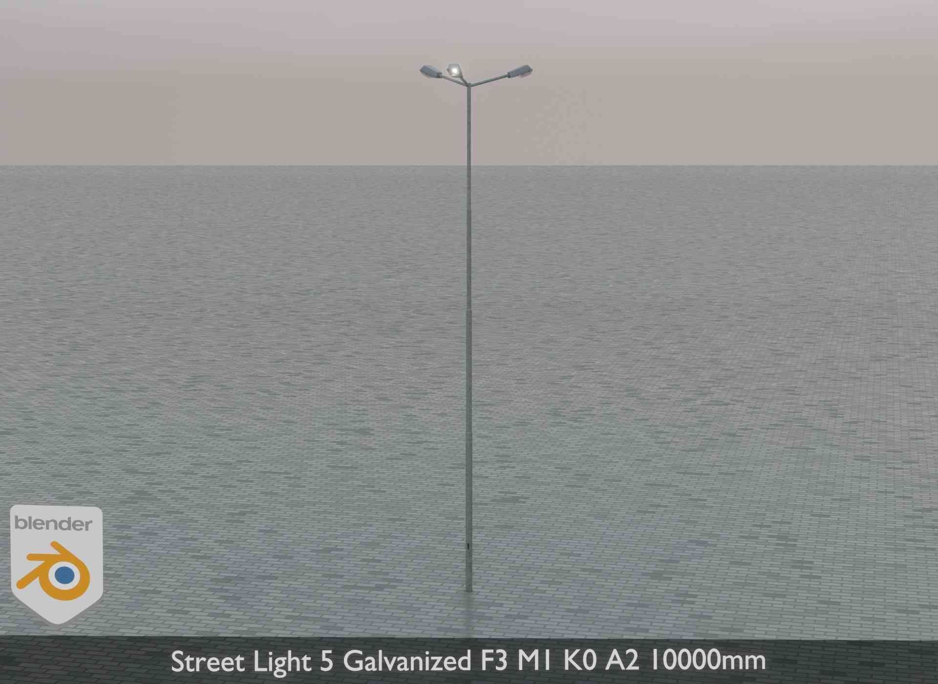 Street Light 5 Galvanized F3 M1 K0 A2 10000mm Low-poly 3D model_1