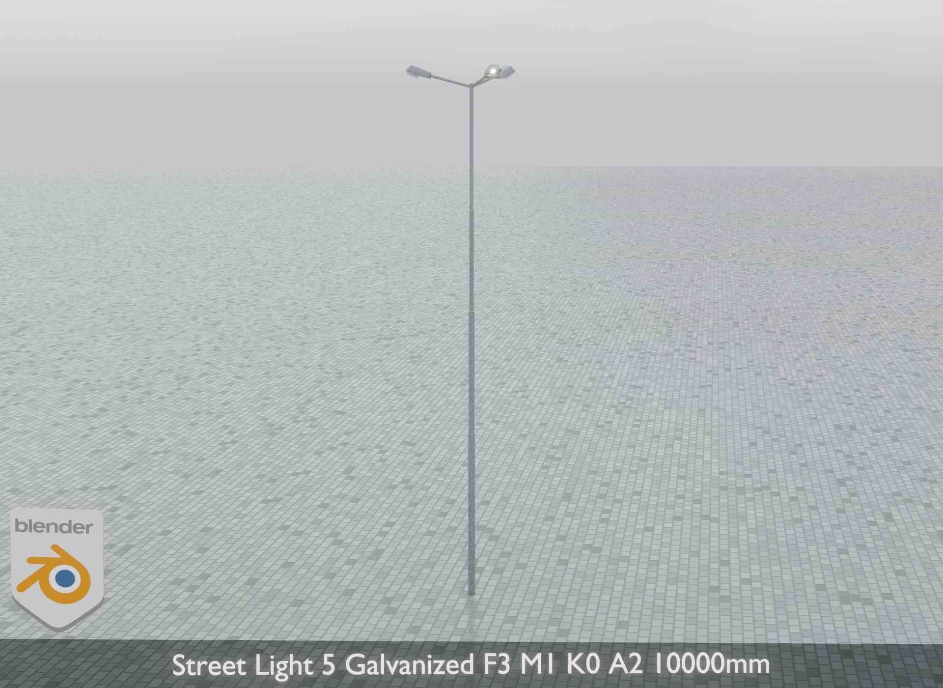Street Light 5 Galvanized F3 M1 K0 A2 10000mm Low-poly 3D model_8