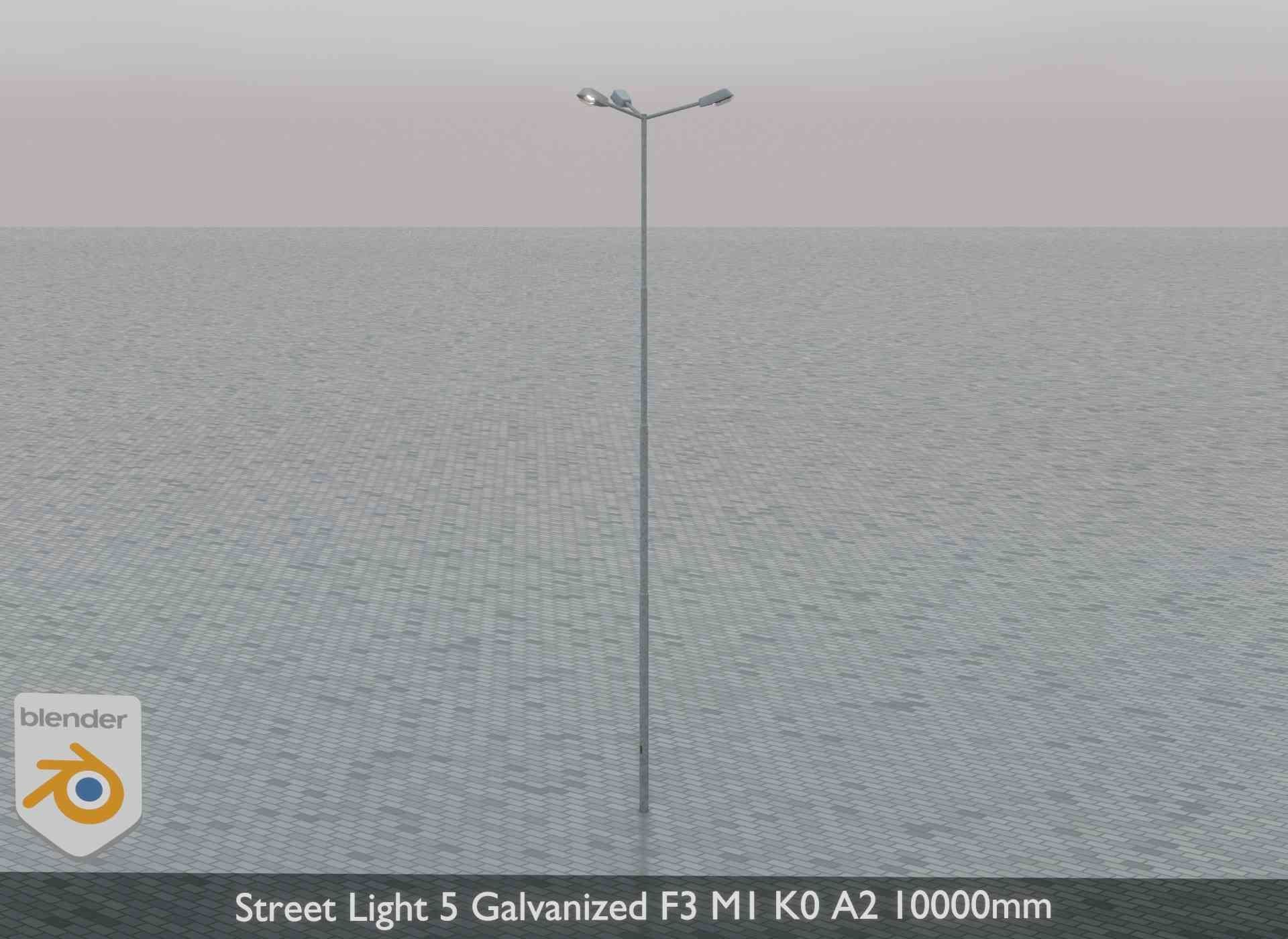 Street Light 5 Galvanized F3 M1 K0 A2 10000mm Low-poly 3D model_4