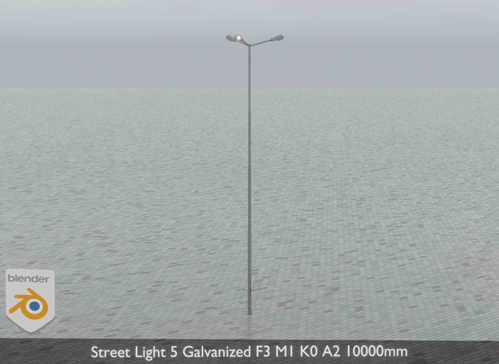 Street Light 5 Galvanized F3 M1 K0 A2 10000mm Low-poly 3D model_11