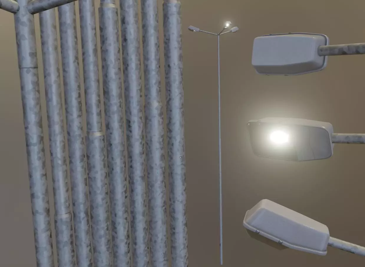 Street Light 5 Galvanized F3 M1 K0 A2 10000mm Low-poly 3D model_0