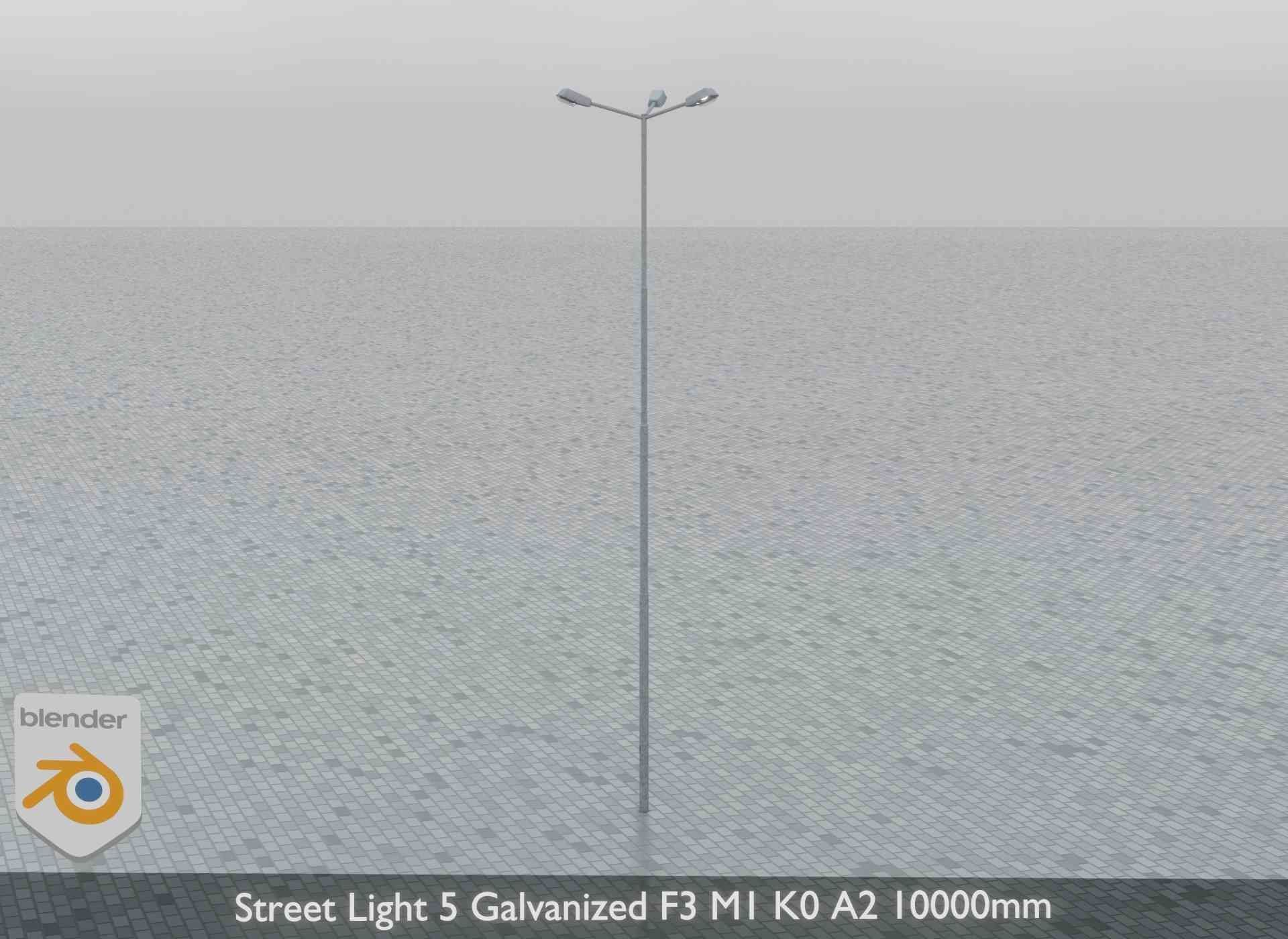 Street Light 5 Galvanized F3 M1 K0 A2 10000mm Low-poly 3D model_6