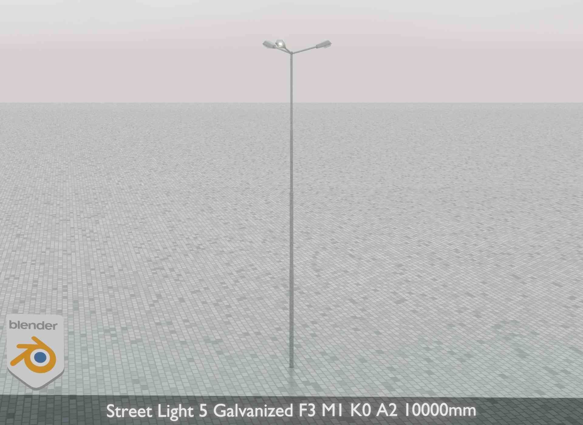 Street Light 5 Galvanized F3 M1 K0 A2 10000mm Low-poly 3D model_45