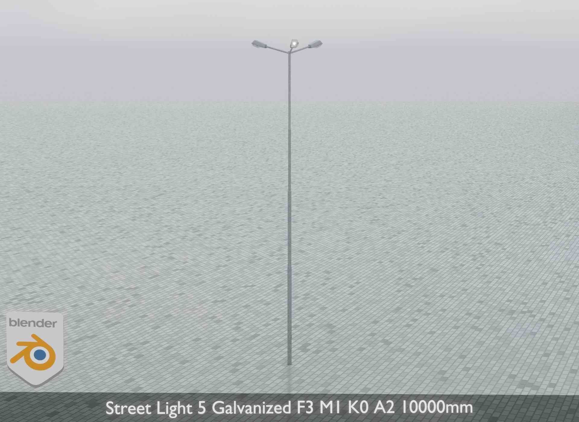 Street Light 5 Galvanized F3 M1 K0 A2 10000mm Low-poly 3D model_9