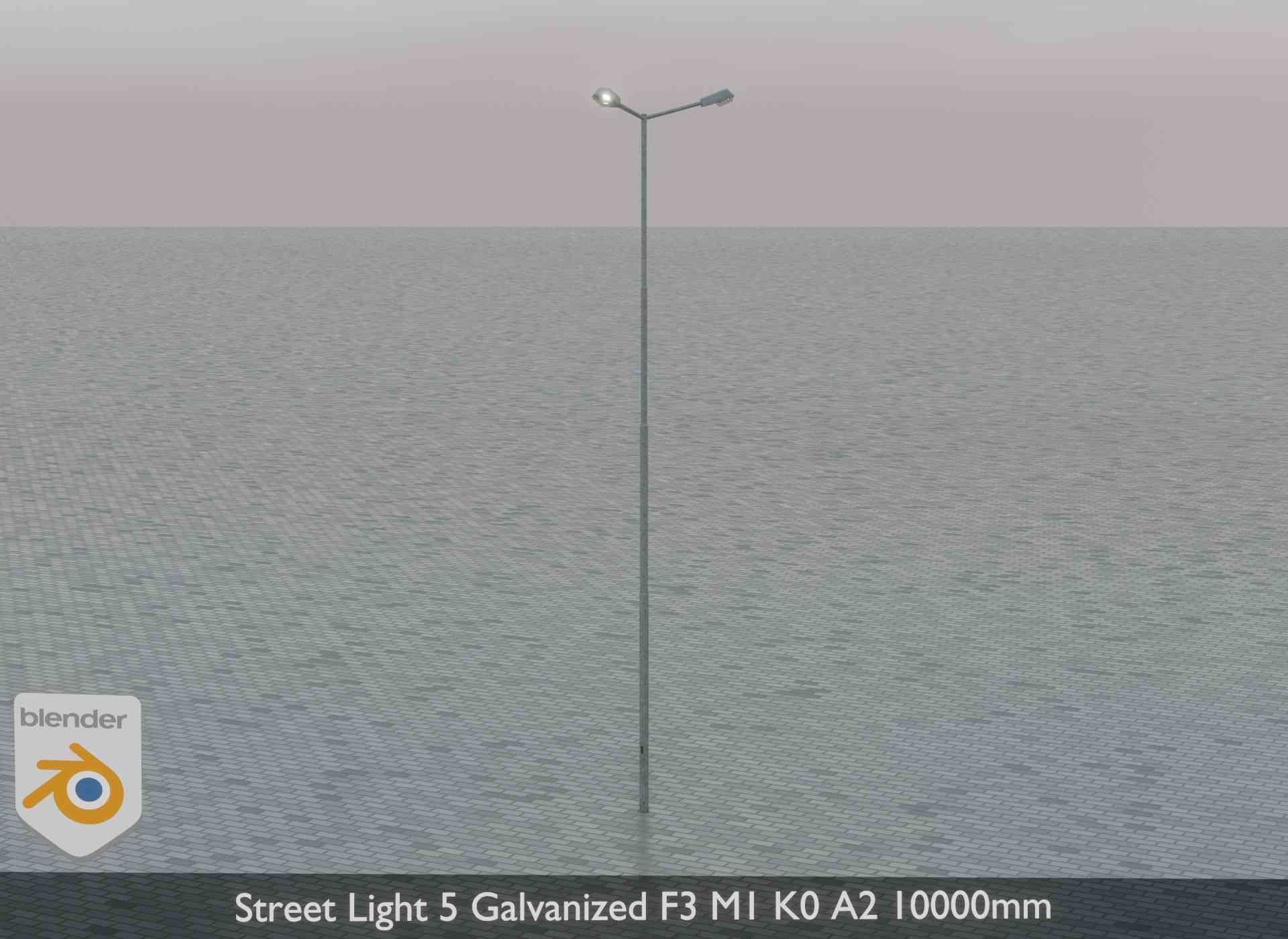 Street Light 5 Galvanized F3 M1 K0 A2 10000mm Low-poly 3D model_3