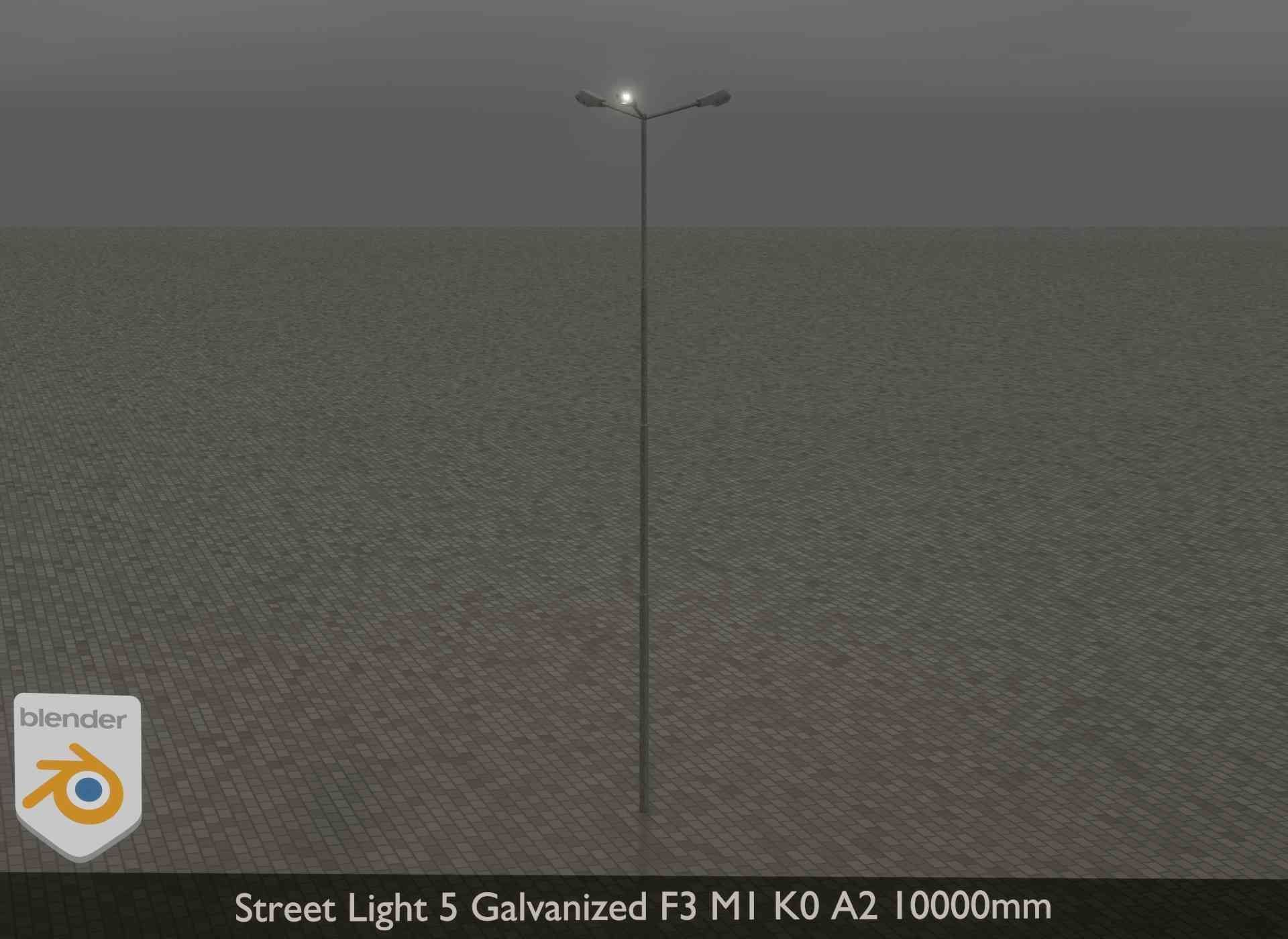 Street Light 5 Galvanized F3 M1 K0 A2 10000mm Low-poly 3D model_19