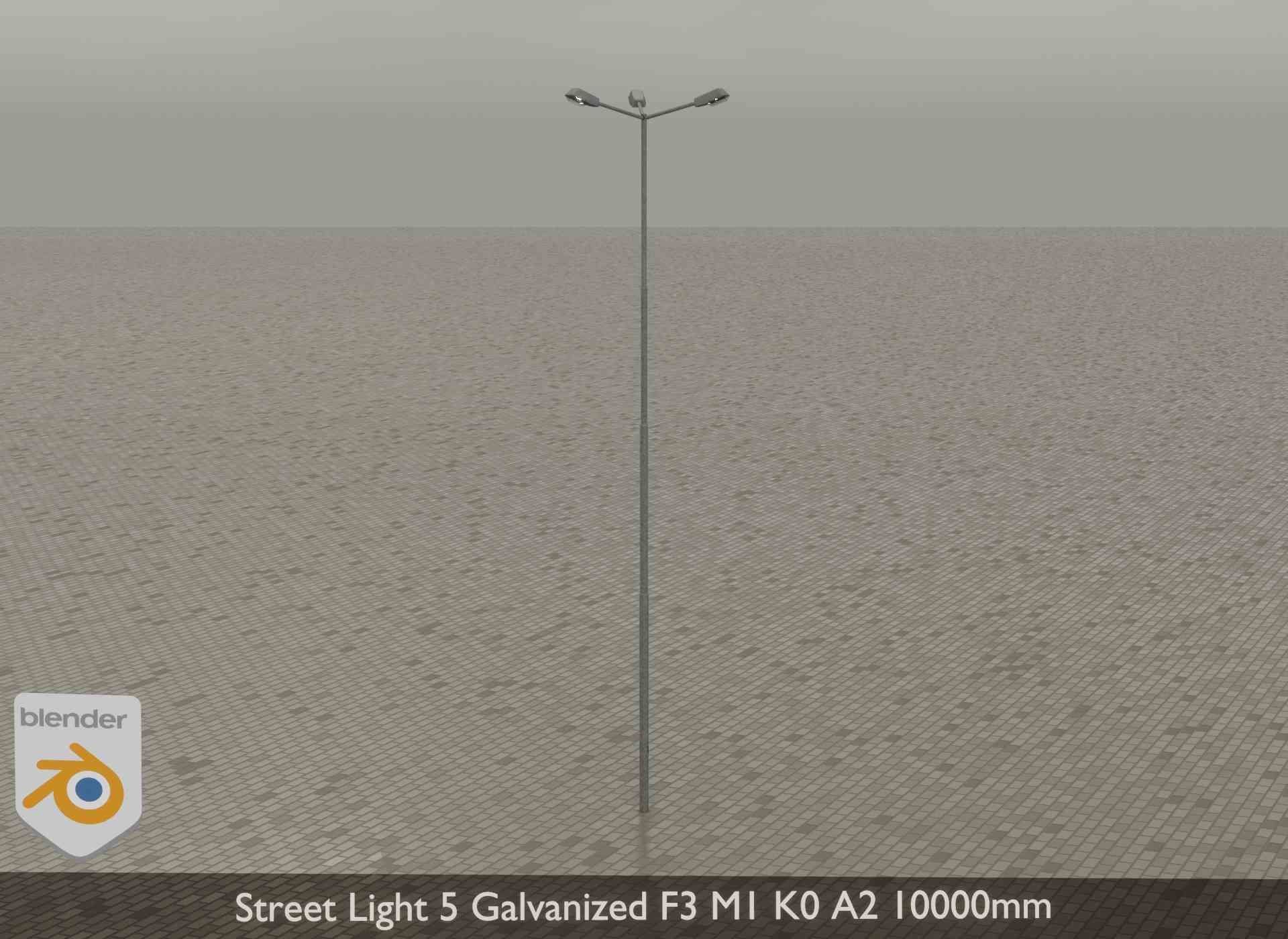 Street Light 5 Galvanized F3 M1 K0 A2 10000mm Low-poly 3D model_22