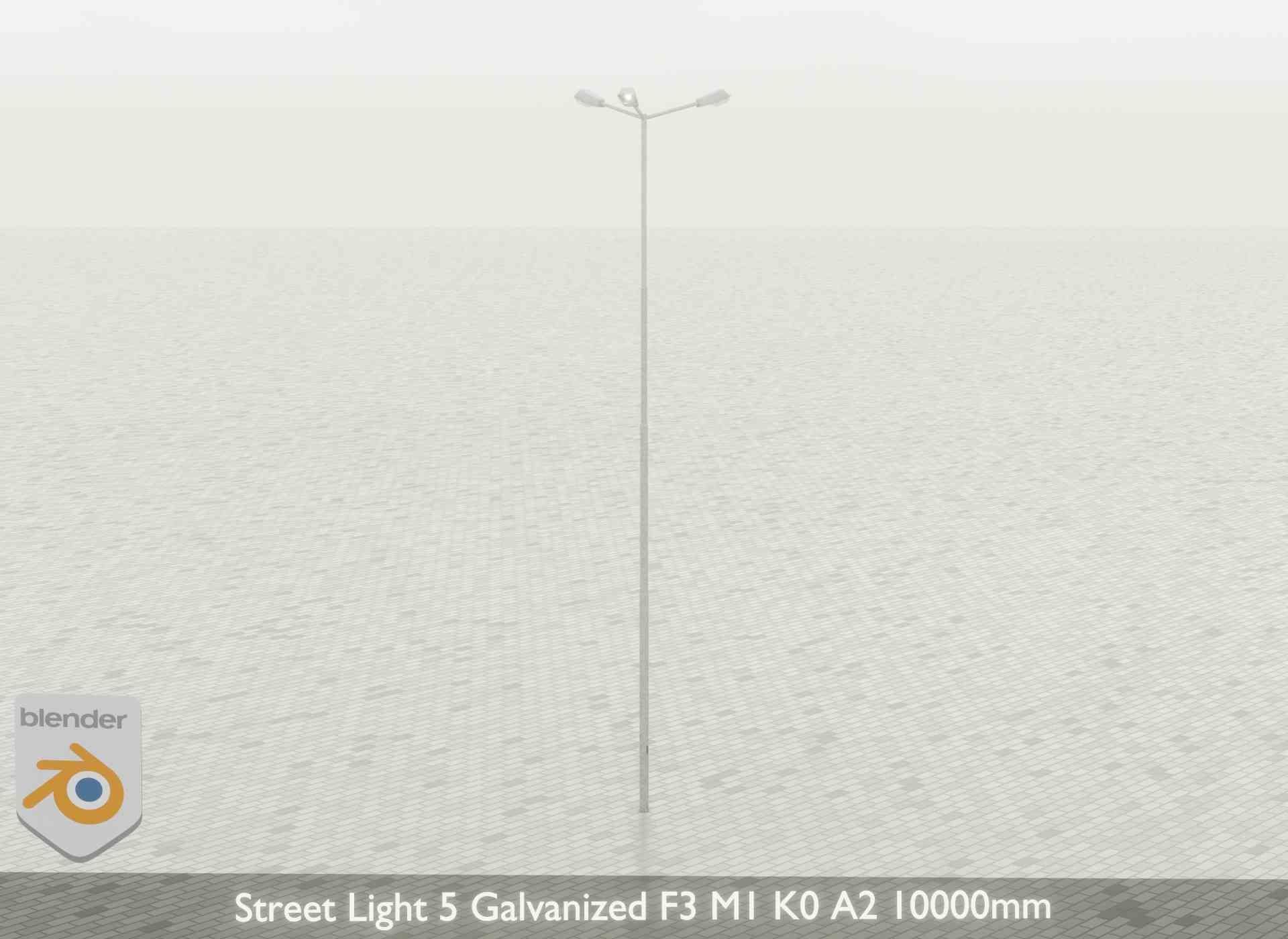 Street Light 5 Galvanized F3 M1 K0 A2 10000mm Low-poly 3D model_36