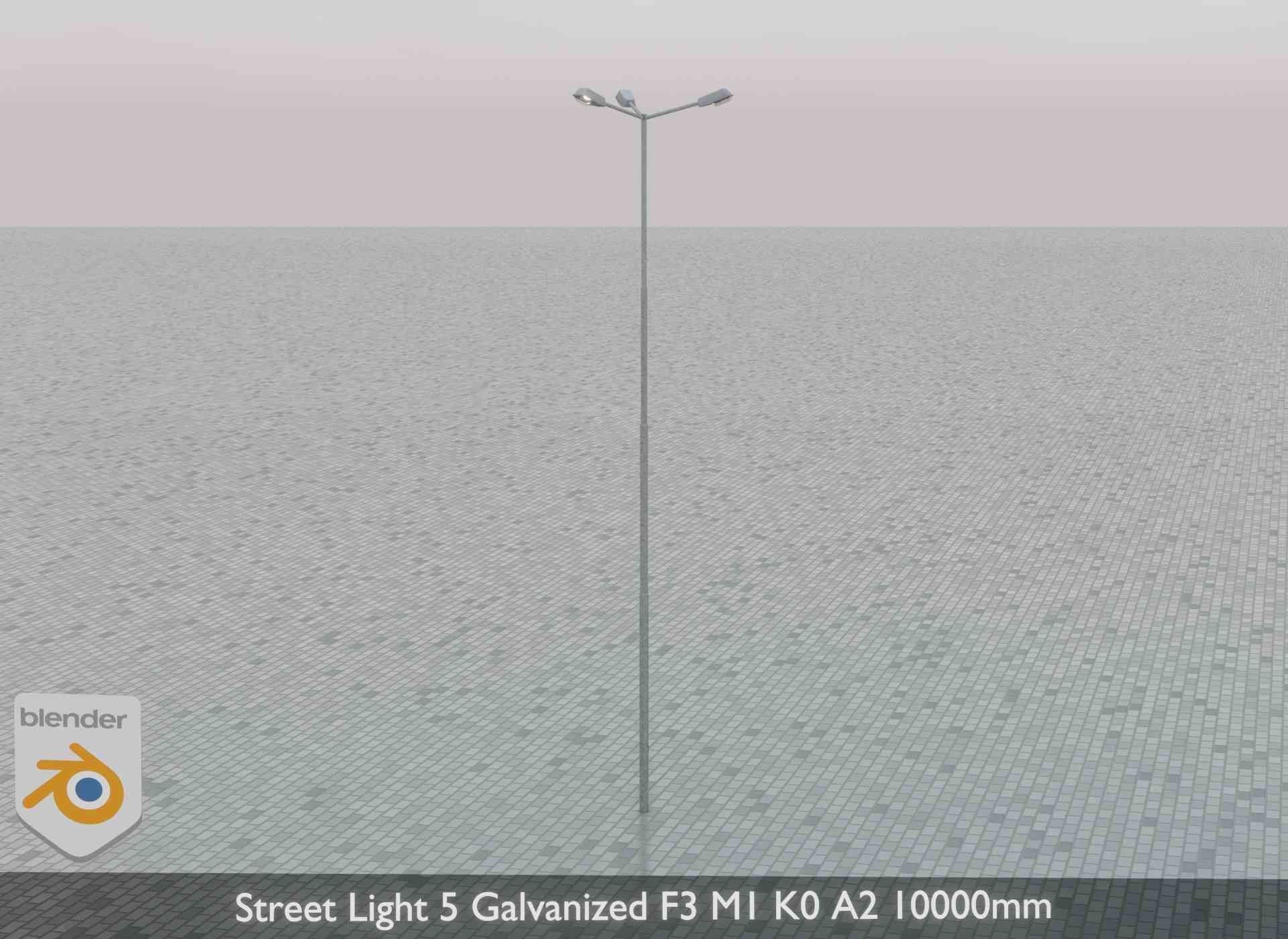 Street Light 5 Galvanized F3 M1 K0 A2 10000mm Low-poly 3D model_47
