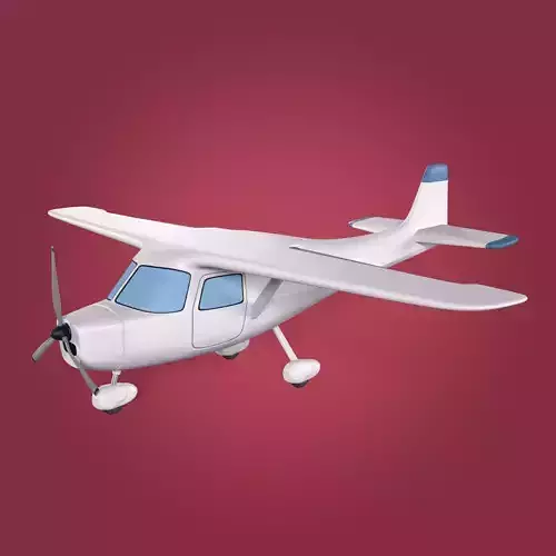 Cartoon Light Plane - Airplane - Aircraft Low-poly 3D model