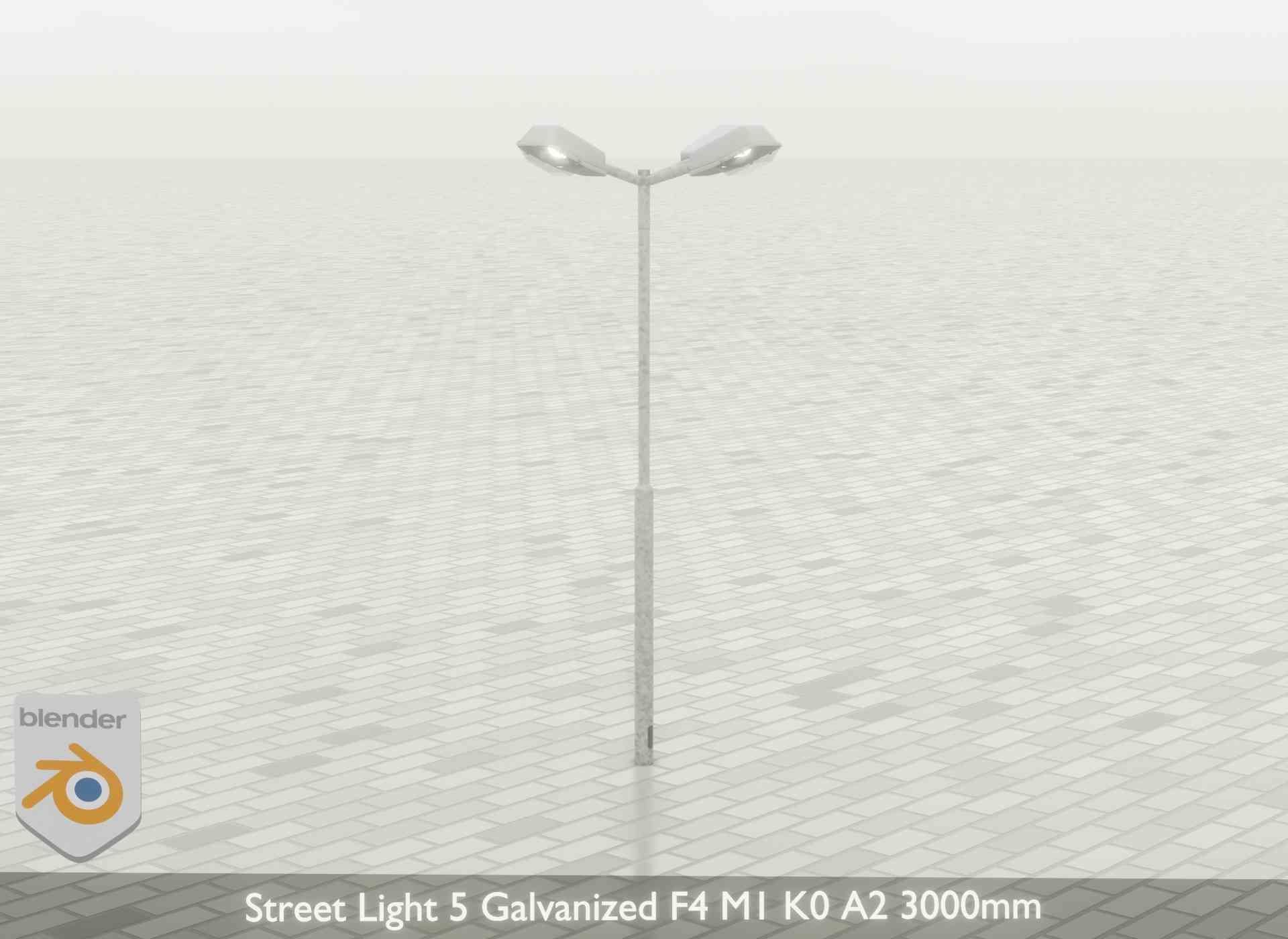 Street Light 5 Galvanized F4 M1 K0 A2 3000mm Low-poly 3D model_35