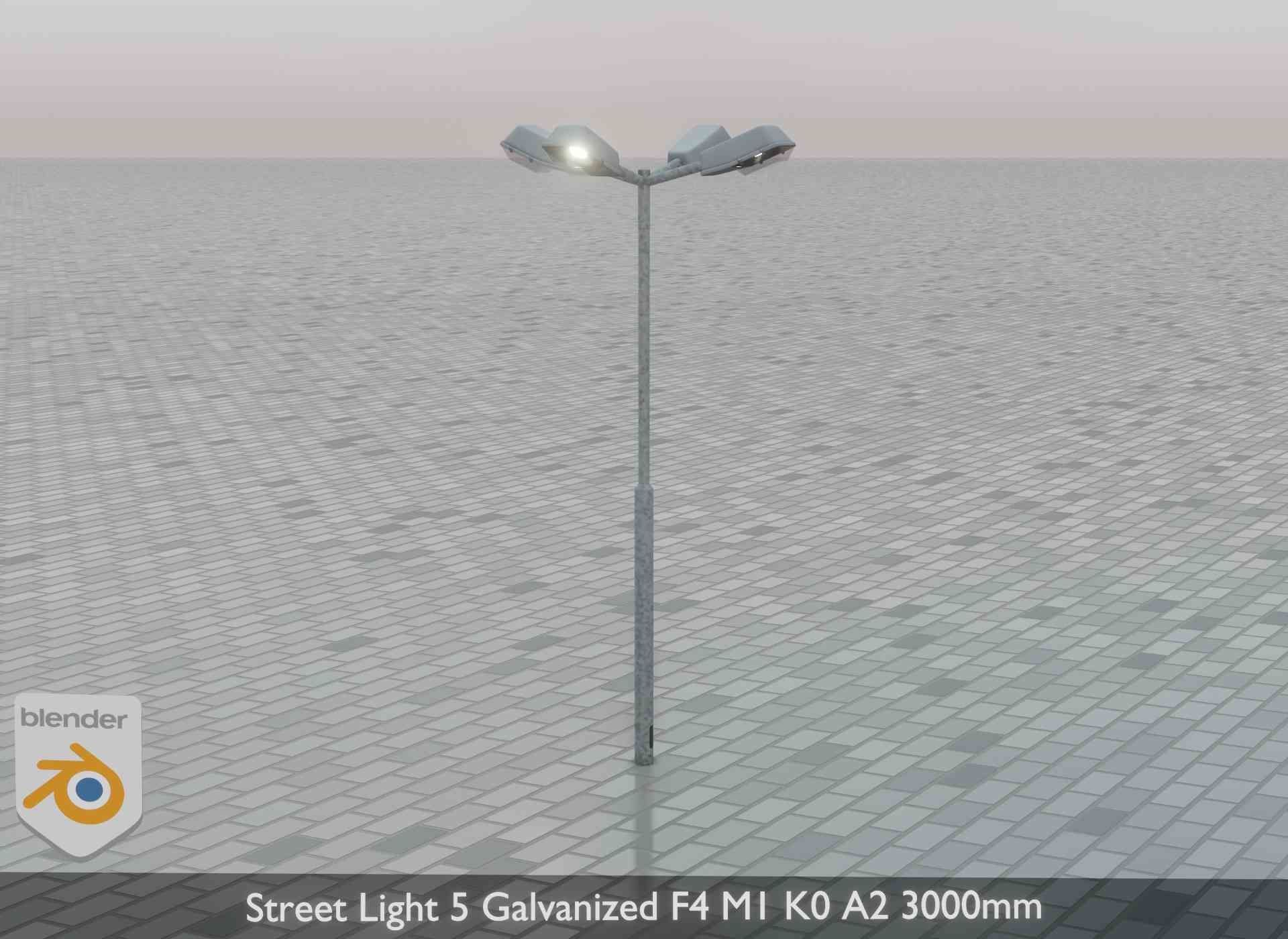 Street Light 5 Galvanized F4 M1 K0 A2 3000mm Low-poly 3D model_47