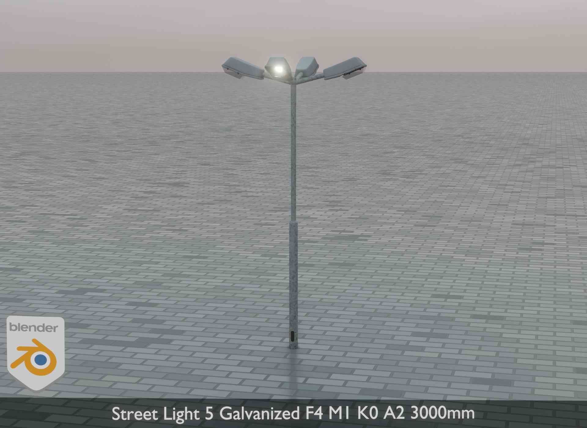 Street Light 5 Galvanized F4 M1 K0 A2 3000mm Low-poly 3D model_2