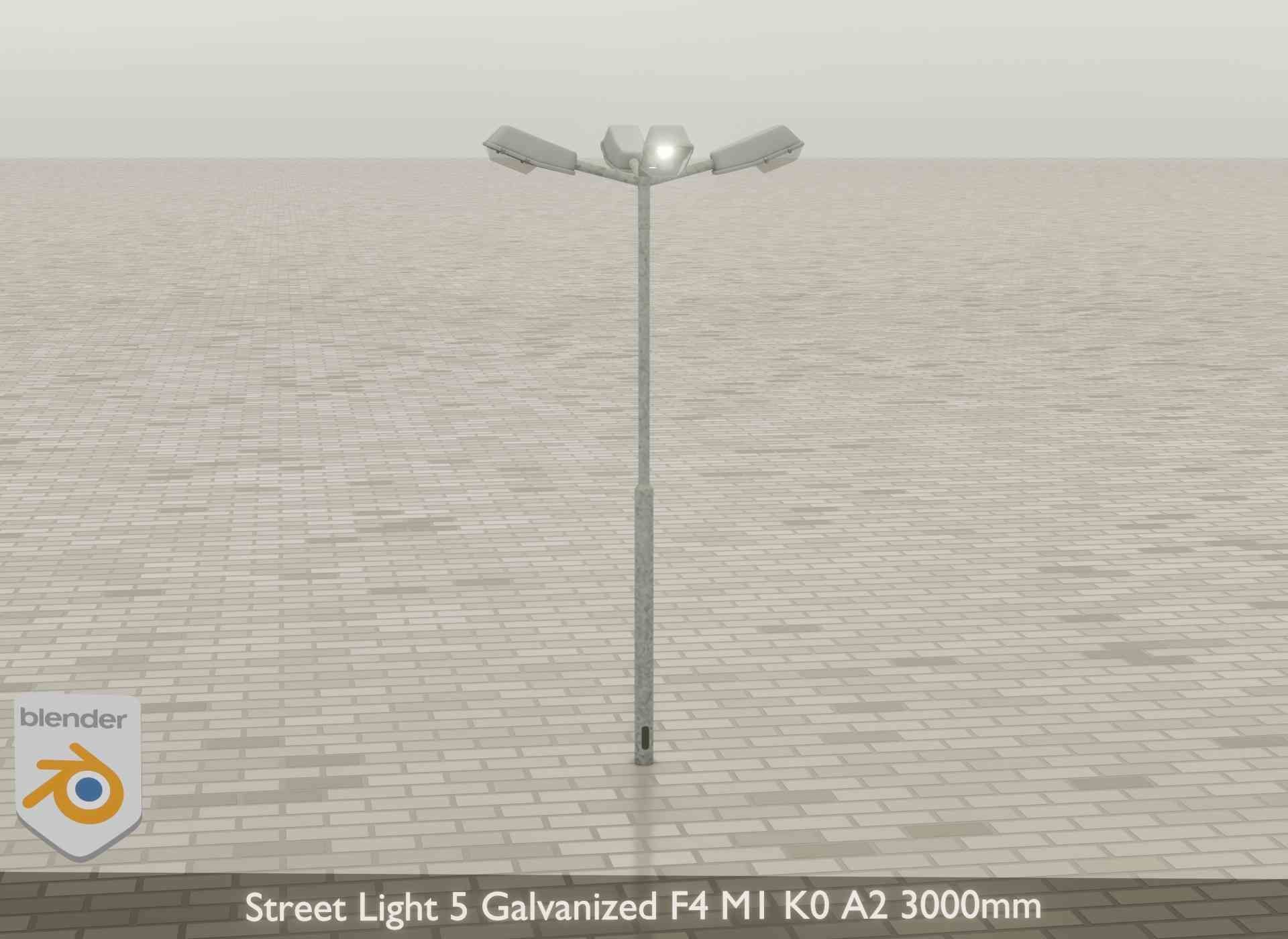 Street Light 5 Galvanized F4 M1 K0 A2 3000mm Low-poly 3D model_25