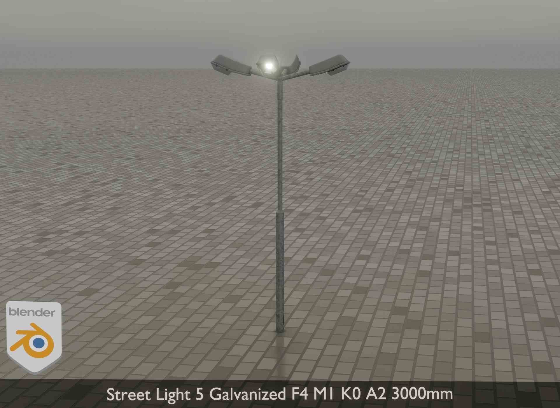 Street Light 5 Galvanized F4 M1 K0 A2 3000mm Low-poly 3D model_20