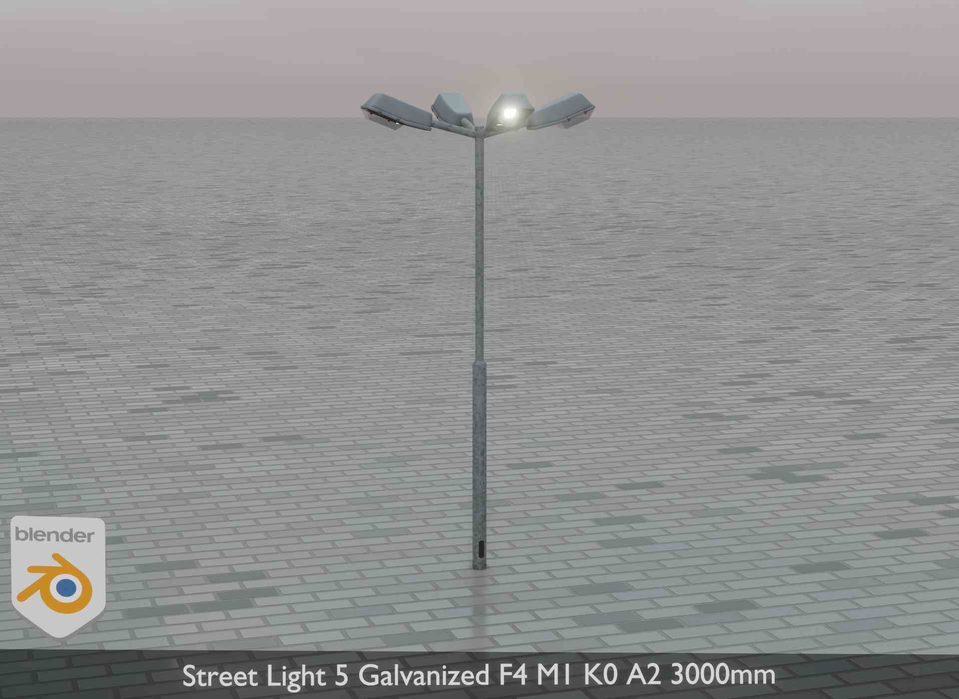 Street Light 5 Galvanized F4 M1 K0 A2 3000mm Low-poly 3D model_50
