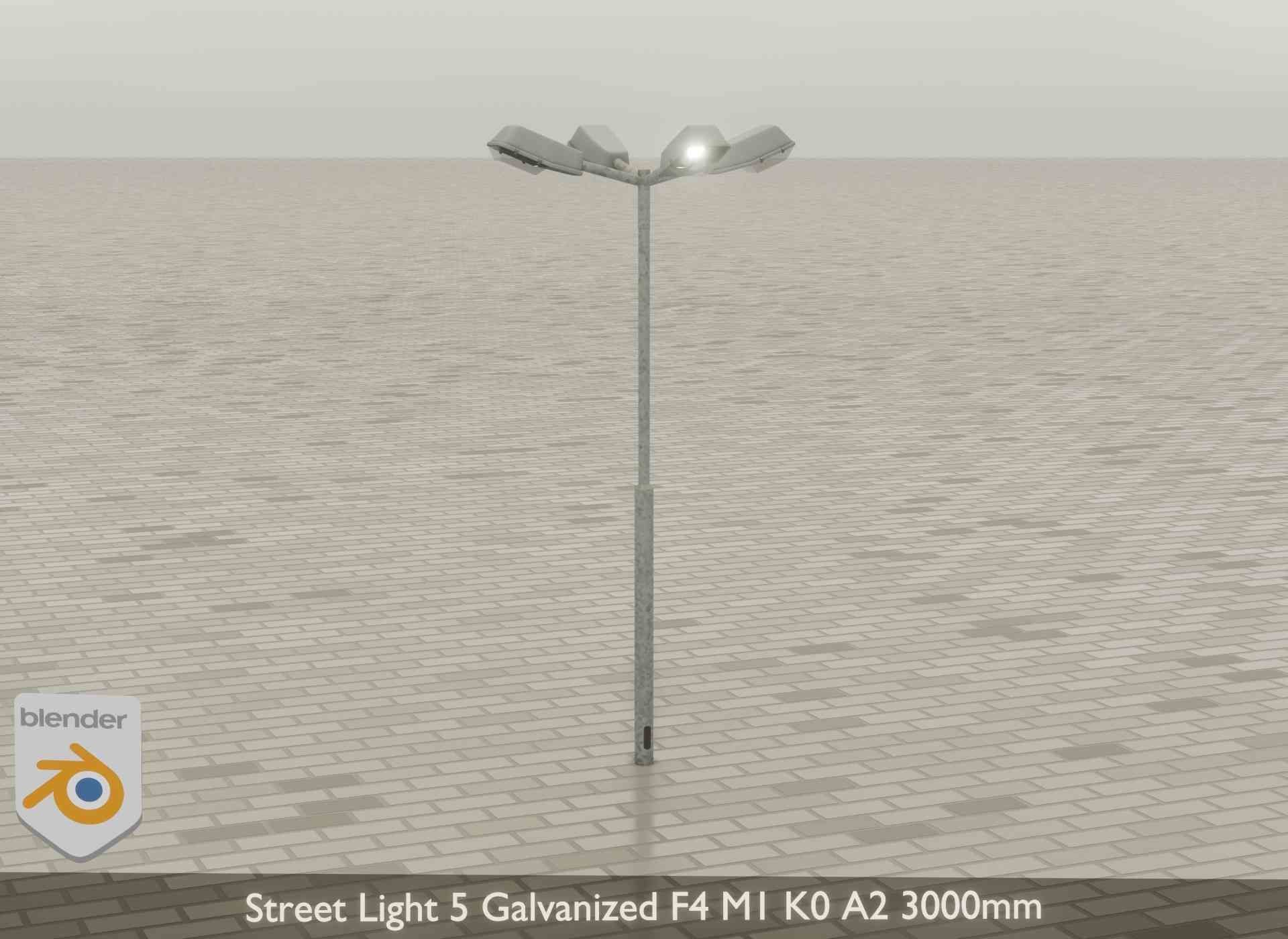 Street Light 5 Galvanized F4 M1 K0 A2 3000mm Low-poly 3D model_24