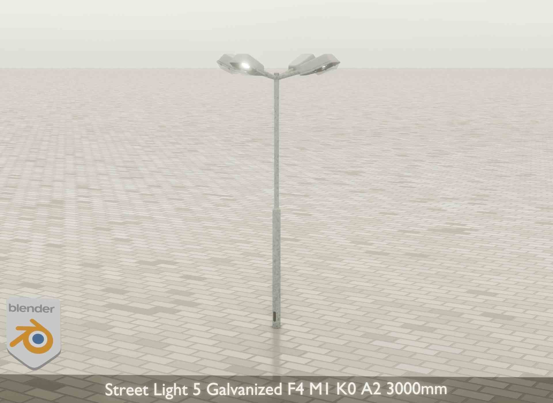 Street Light 5 Galvanized F4 M1 K0 A2 3000mm Low-poly 3D model_28