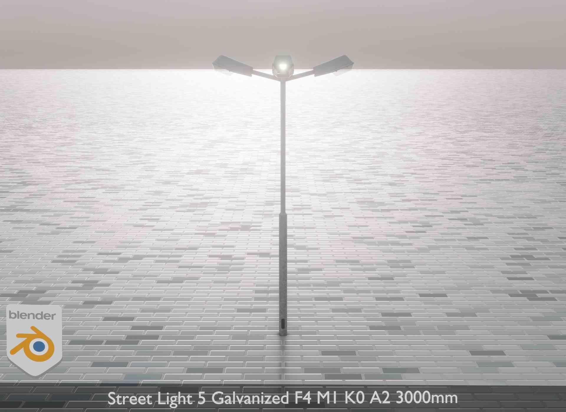 Street Light 5 Galvanized F4 M1 K0 A2 3000mm Low-poly 3D model_1