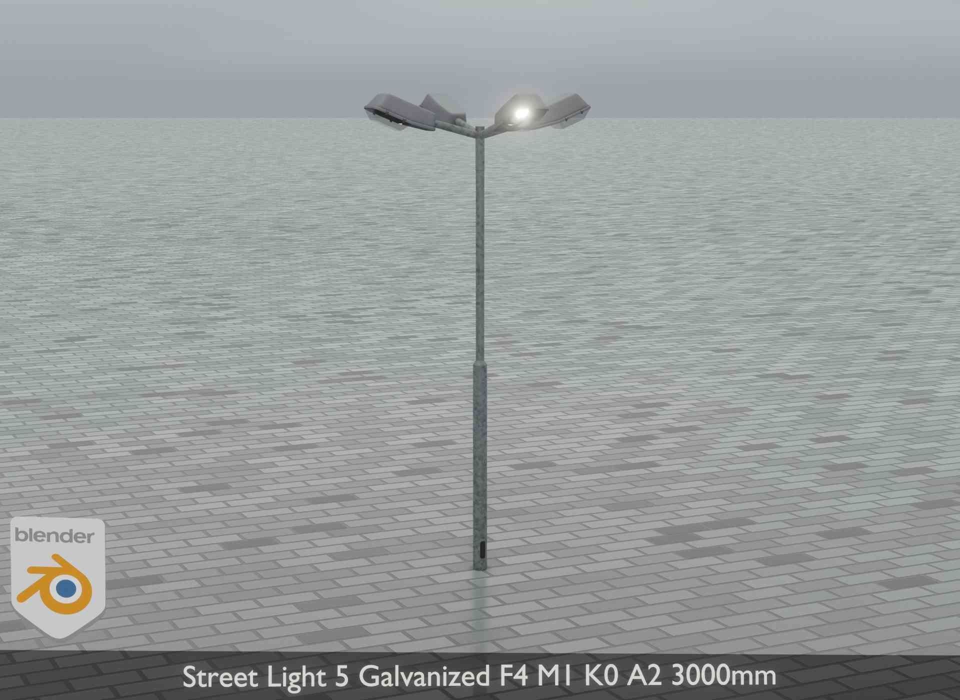 Street Light 5 Galvanized F4 M1 K0 A2 3000mm Low-poly 3D model_12