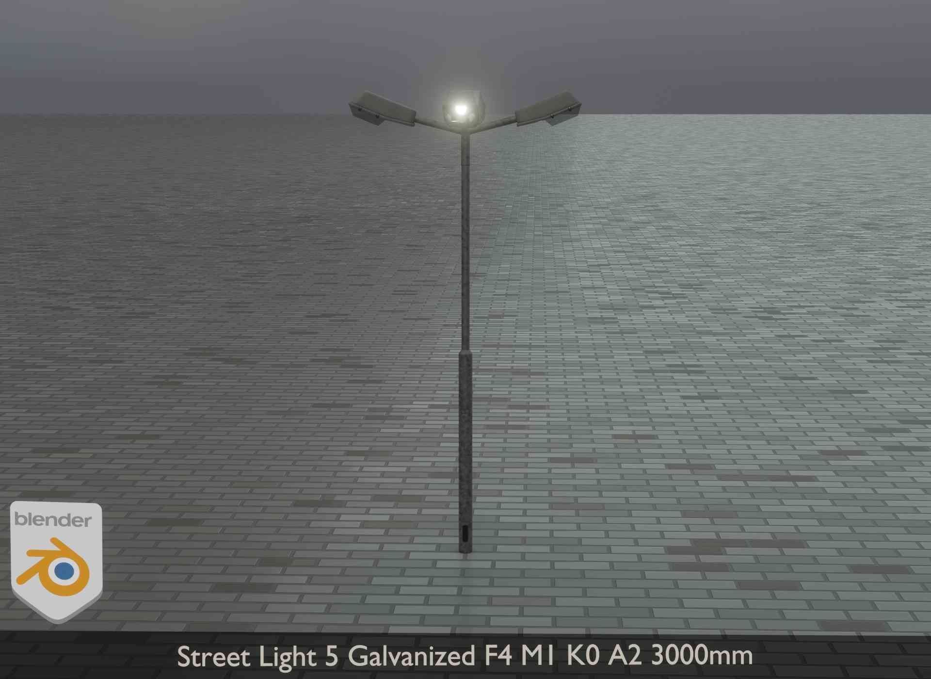 Street Light 5 Galvanized F4 M1 K0 A2 3000mm Low-poly 3D model_14