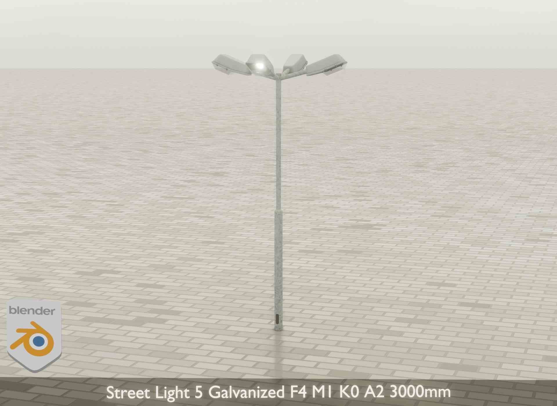 Street Light 5 Galvanized F4 M1 K0 A2 3000mm Low-poly 3D model_27