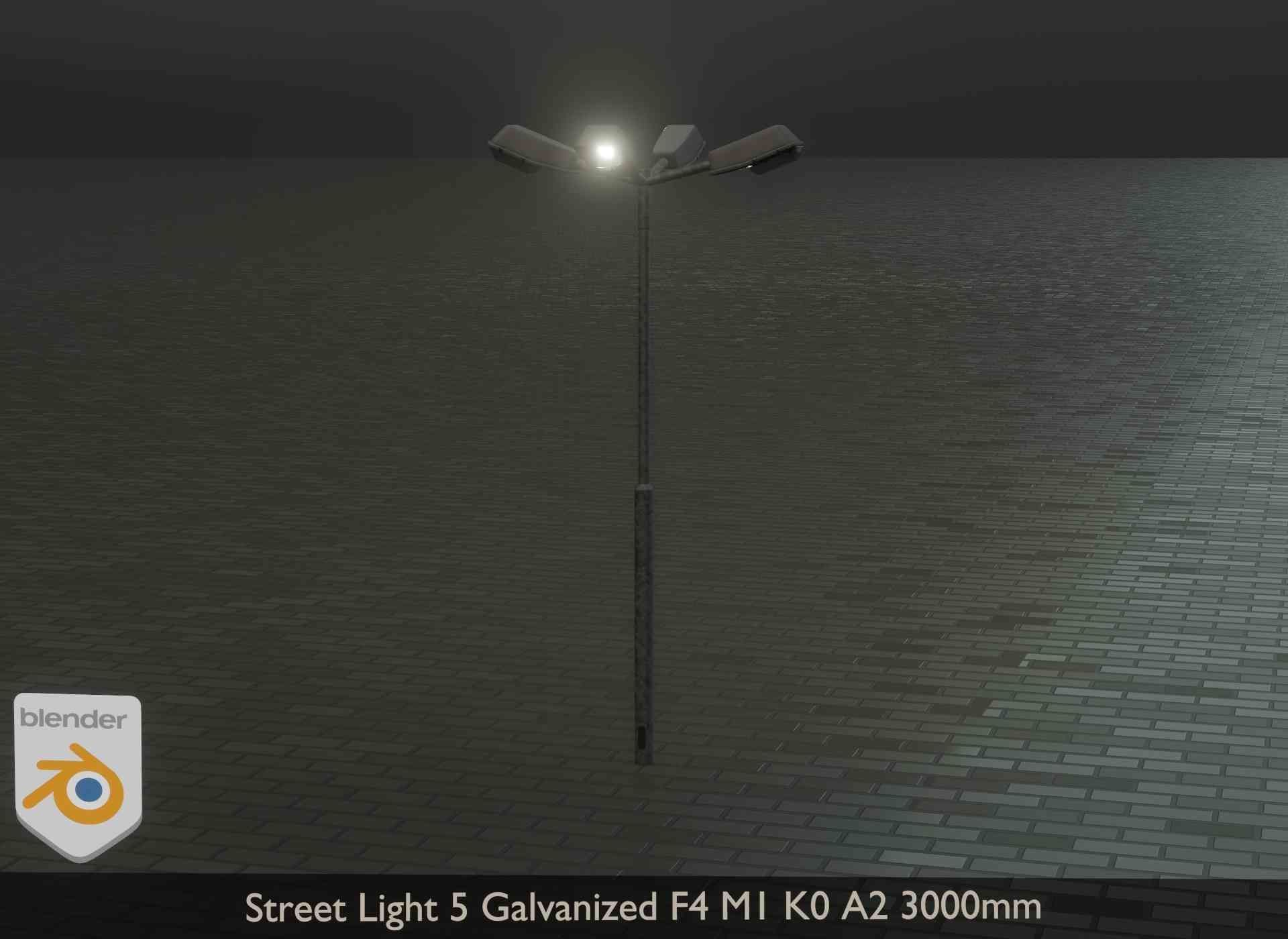 Street Light 5 Galvanized F4 M1 K0 A2 3000mm Low-poly 3D model_15