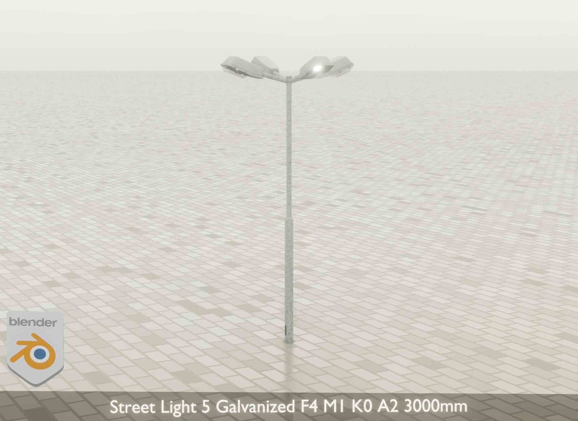Street Light 5 Galvanized F4 M1 K0 A2 3000mm Low-poly 3D model_30