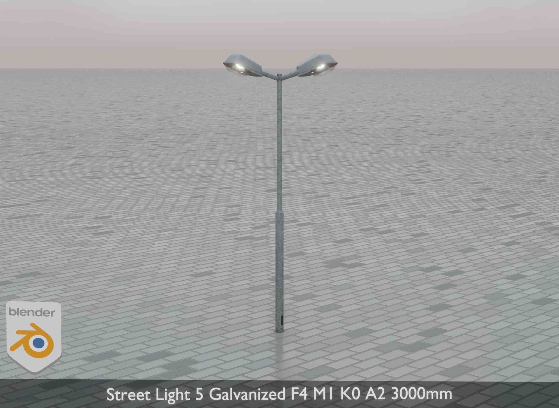 Street Light 5 Galvanized F4 M1 K0 A2 3000mm Low-poly 3D model_48