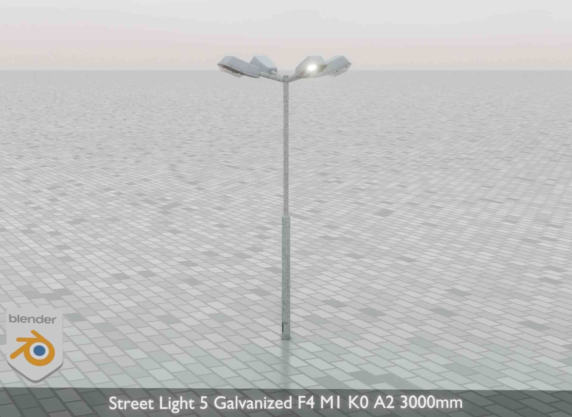 Street Light 5 Galvanized F4 M1 K0 A2 3000mm Low-poly 3D model_43