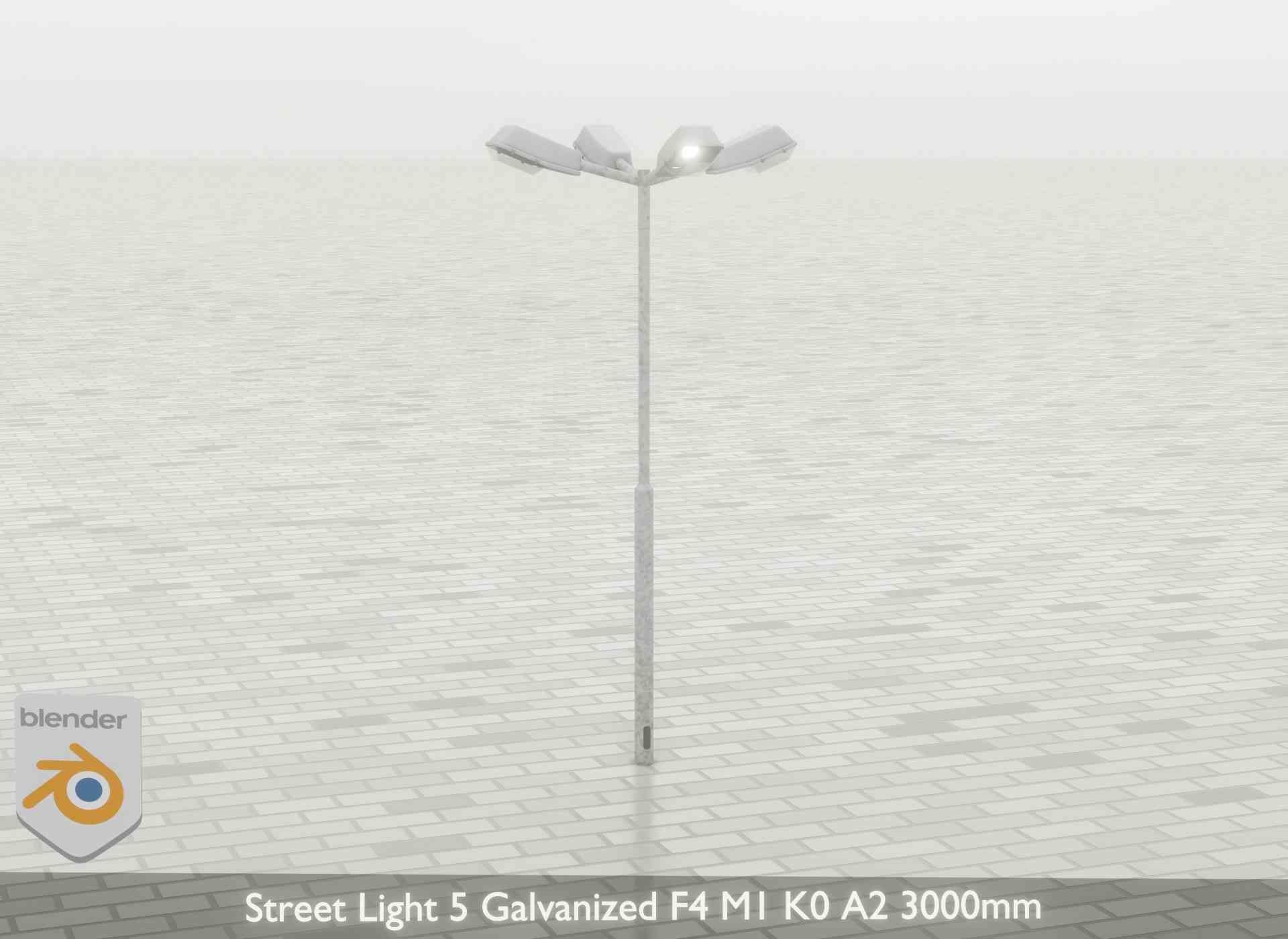 Street Light 5 Galvanized F4 M1 K0 A2 3000mm Low-poly 3D model_37