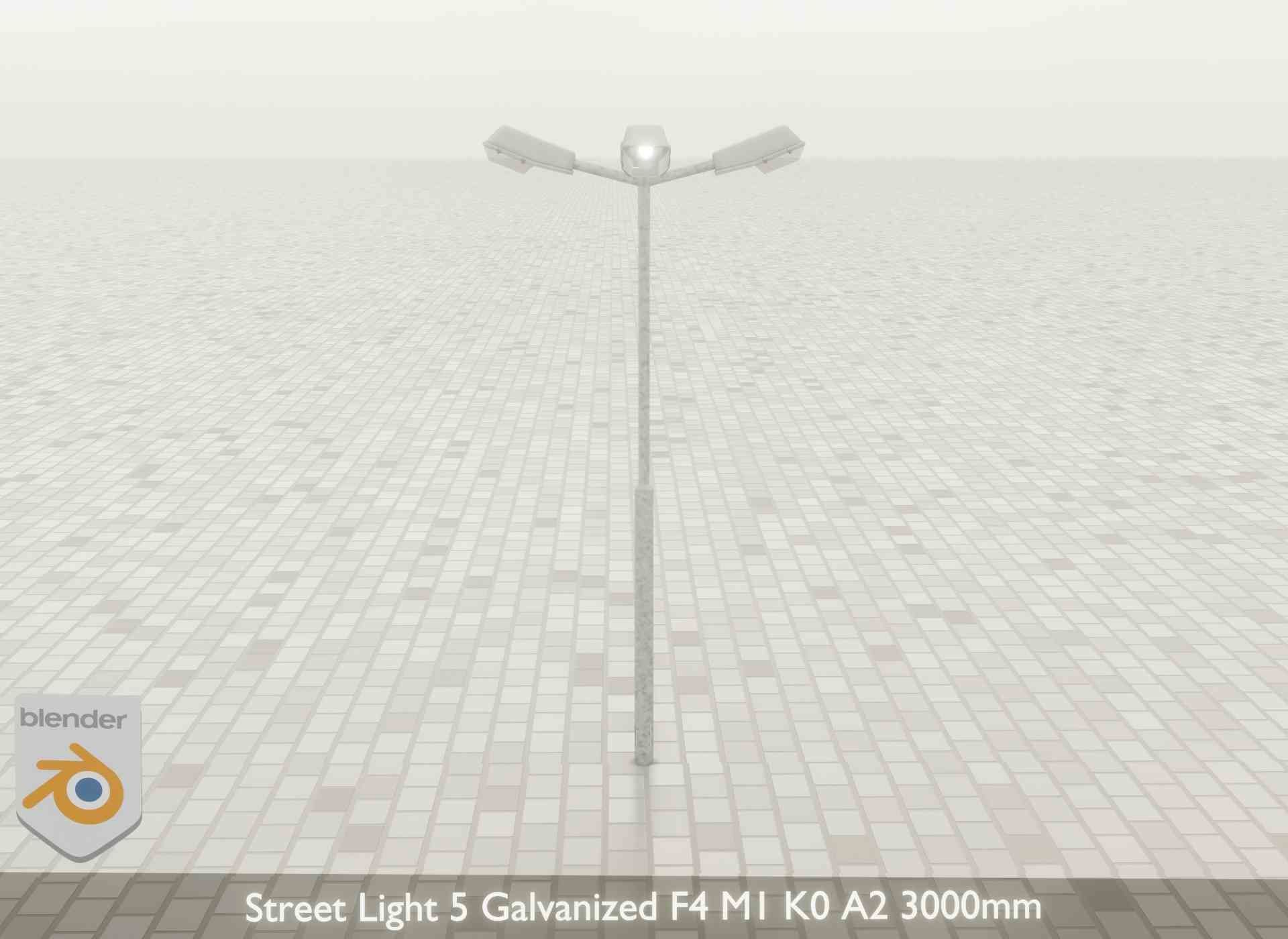 Street Light 5 Galvanized F4 M1 K0 A2 3000mm Low-poly 3D model_32