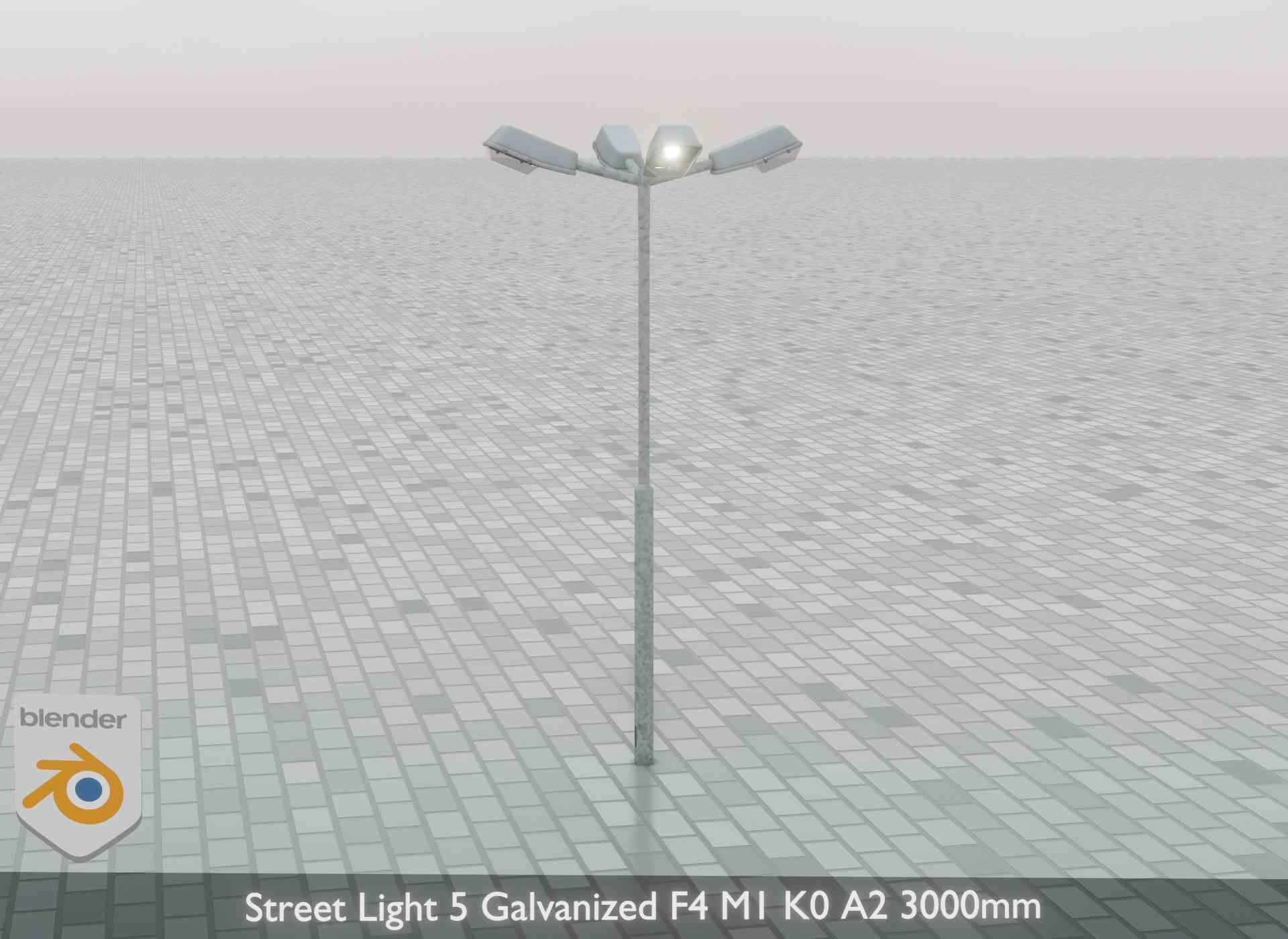 Street Light 5 Galvanized F4 M1 K0 A2 3000mm Low-poly 3D model_44