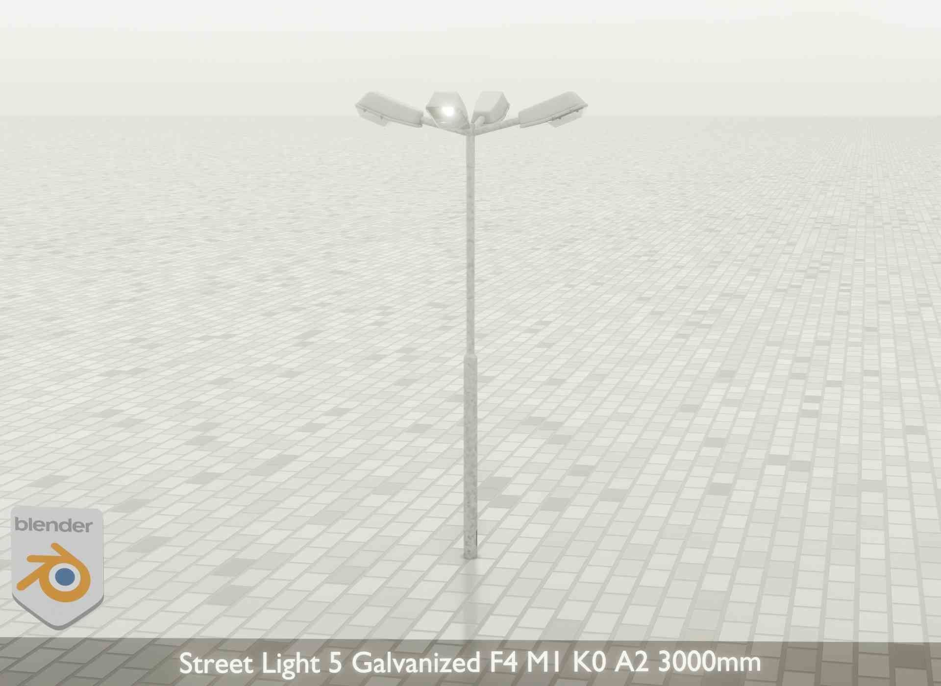 Street Light 5 Galvanized F4 M1 K0 A2 3000mm Low-poly 3D model_33