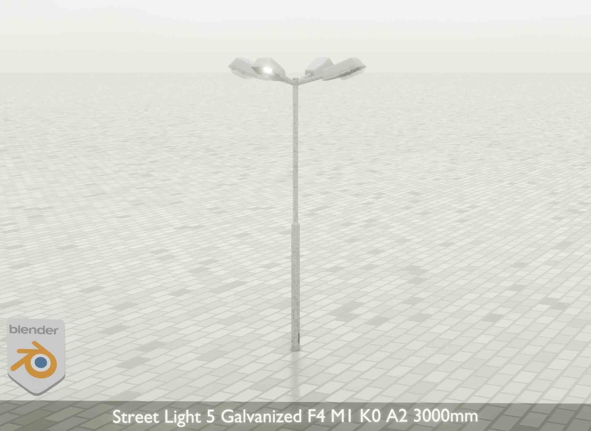 Street Light 5 Galvanized F4 M1 K0 A2 3000mm Low-poly 3D model_34