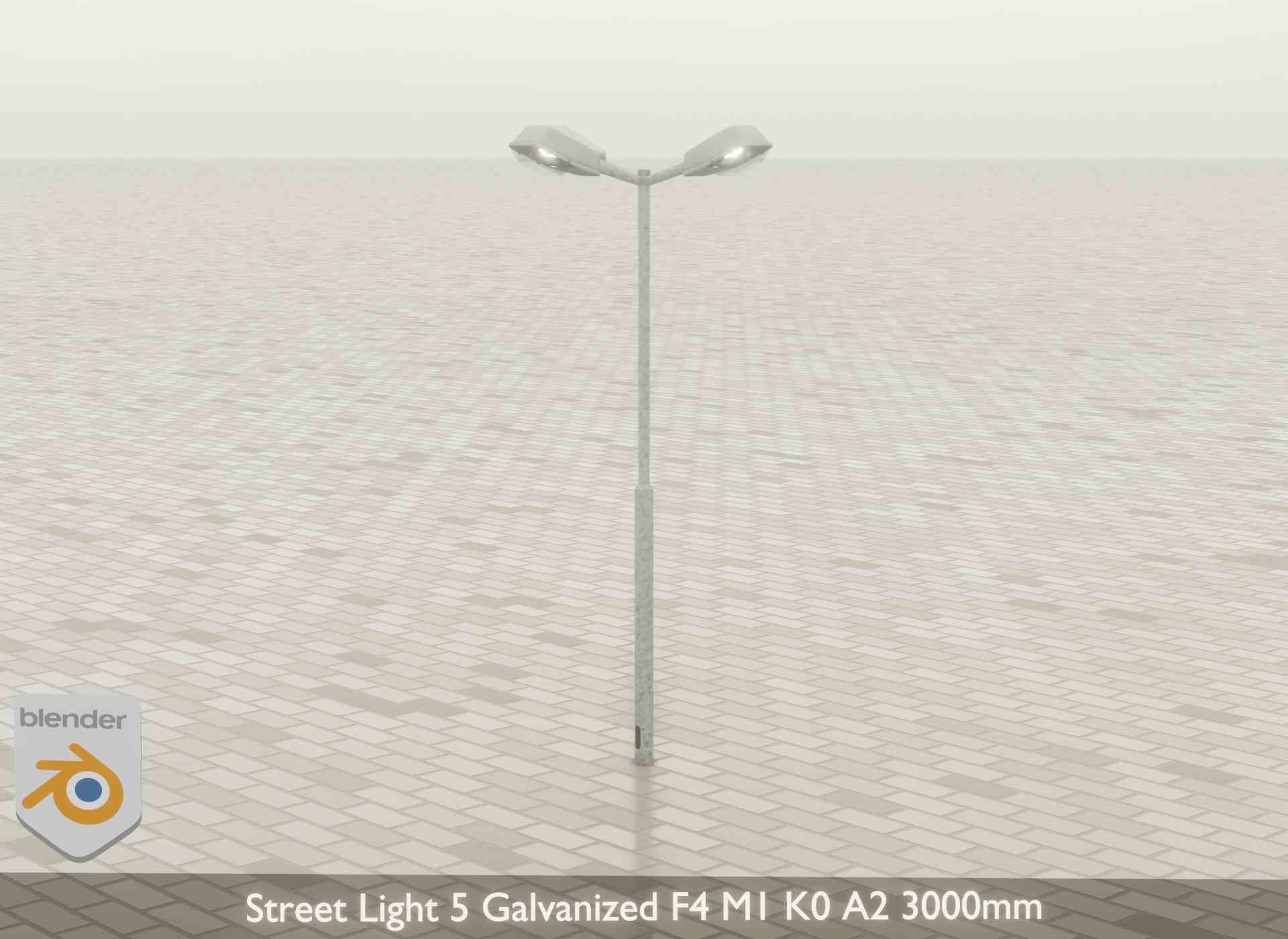 Street Light 5 Galvanized F4 M1 K0 A2 3000mm Low-poly 3D model_29