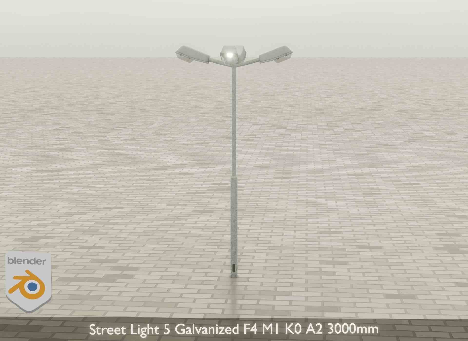 Street Light 5 Galvanized F4 M1 K0 A2 3000mm Low-poly 3D model_26