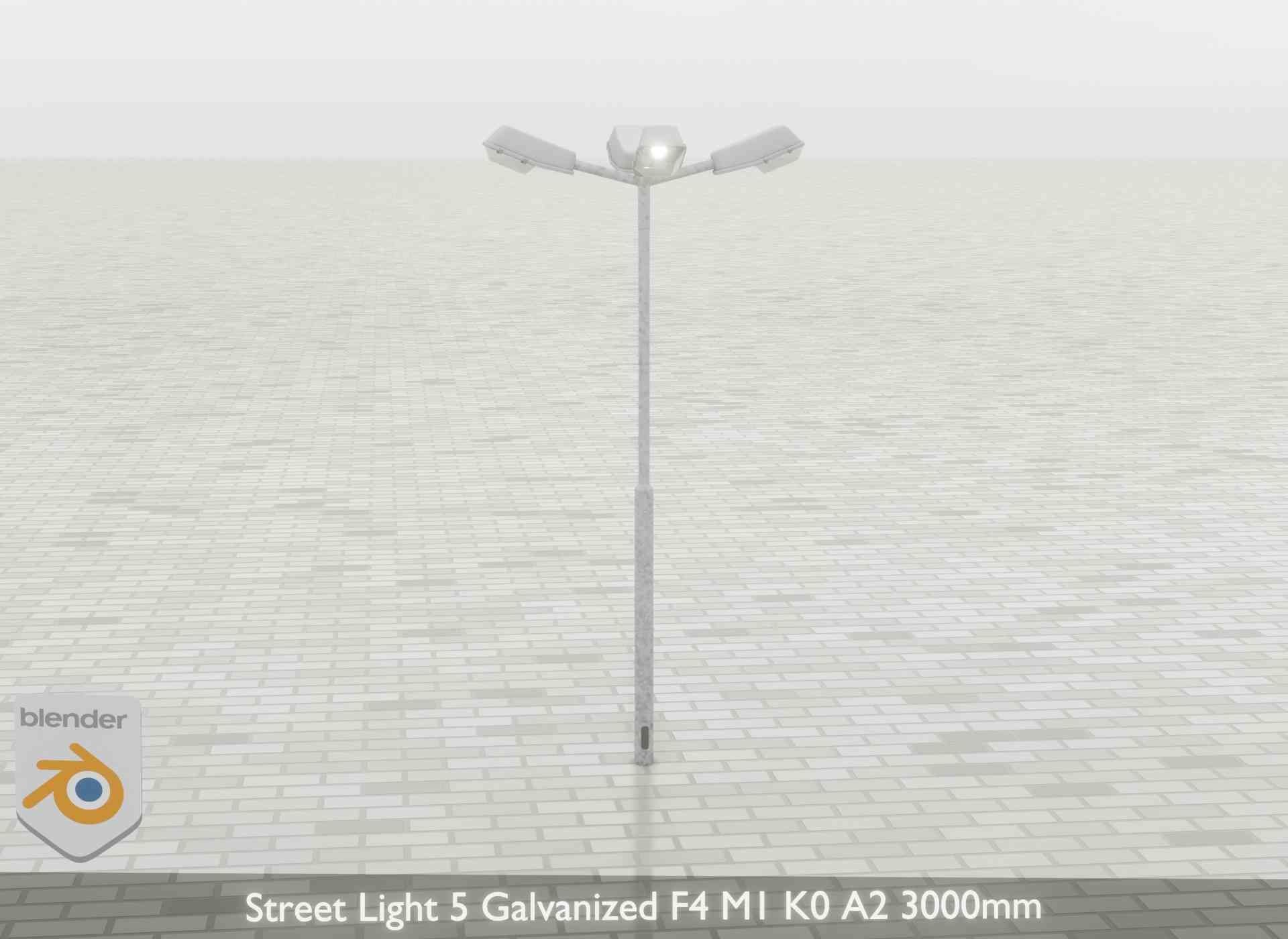 Street Light 5 Galvanized F4 M1 K0 A2 3000mm Low-poly 3D model_38