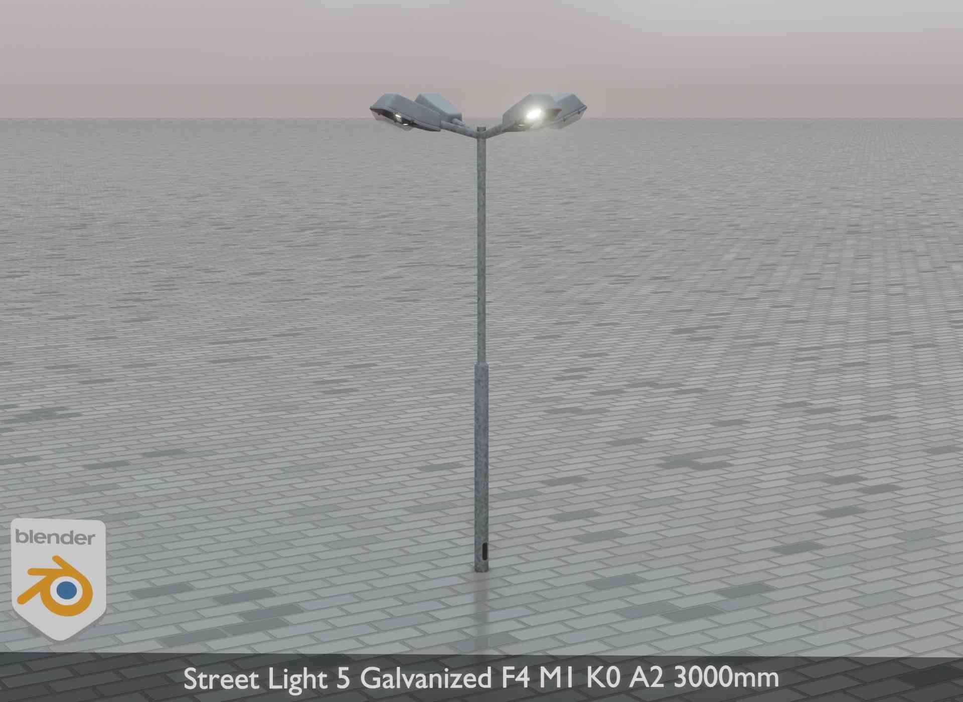 Street Light 5 Galvanized F4 M1 K0 A2 3000mm Low-poly 3D model_49