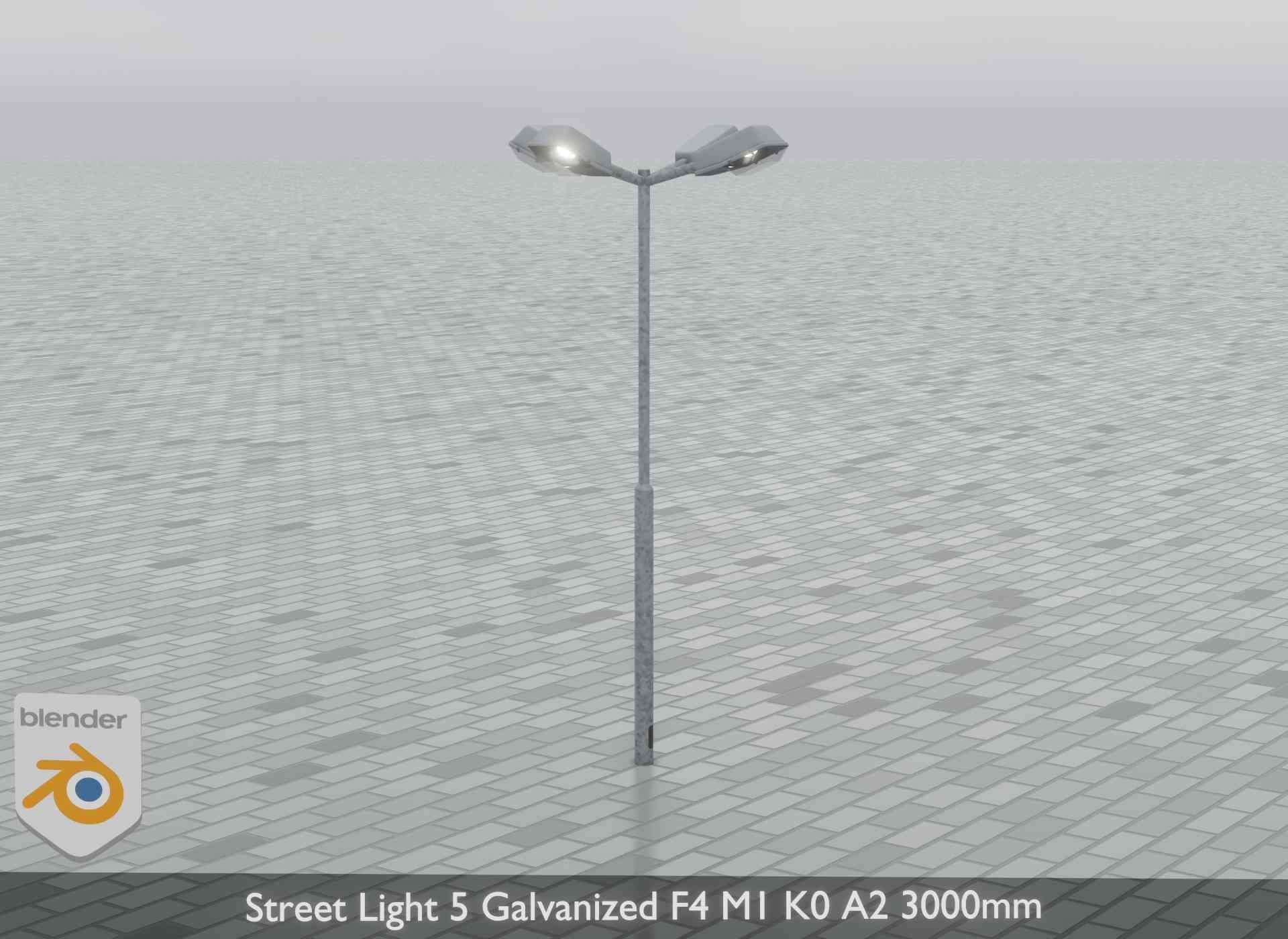 Street Light 5 Galvanized F4 M1 K0 A2 3000mm Low-poly 3D model_10